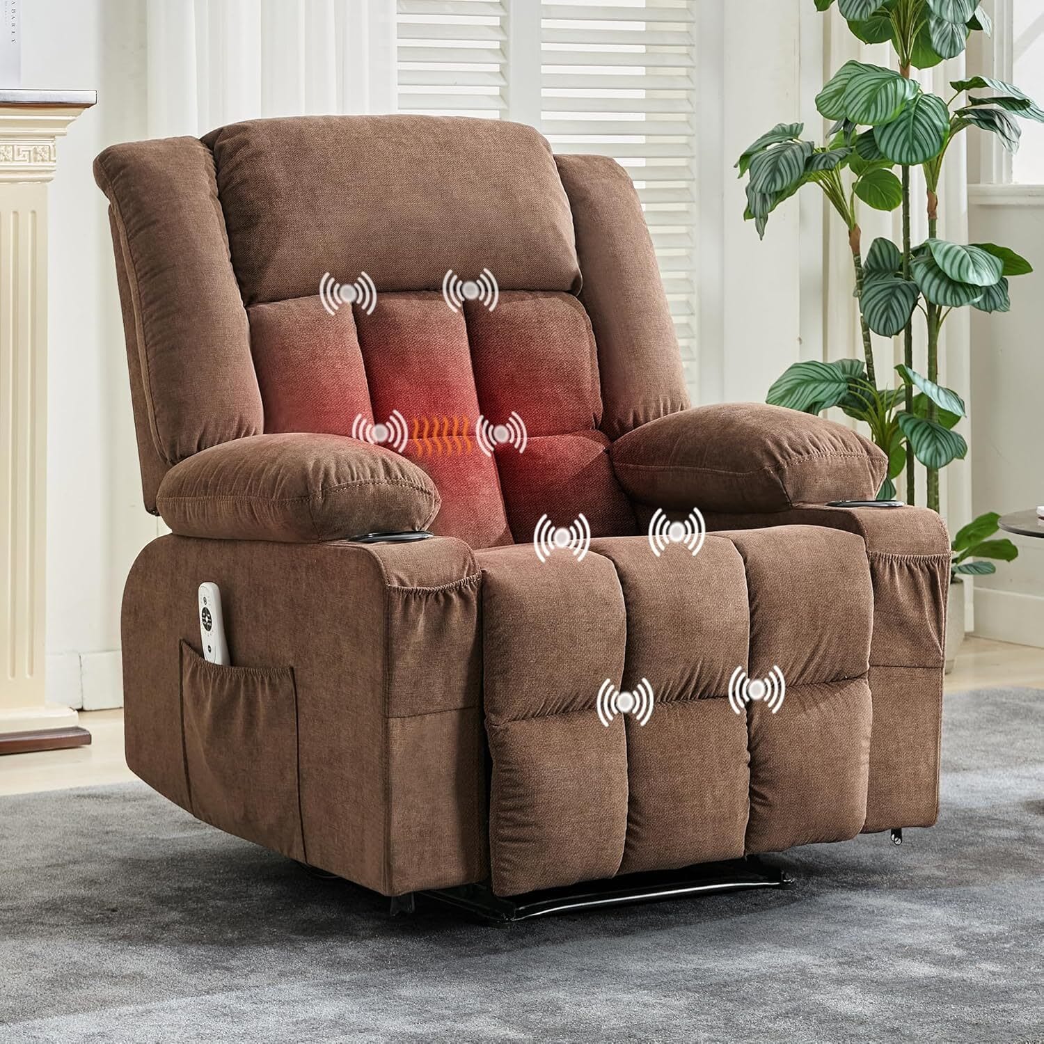 WhizMax LF-PHK-337EXE7A Transform your living space into a sanctuary of relaxation with our Oversized Recliner Chair featuring Heat and Massage functions. This recliner is perfect for unwinding after a long day or enjoying your favorite movie.