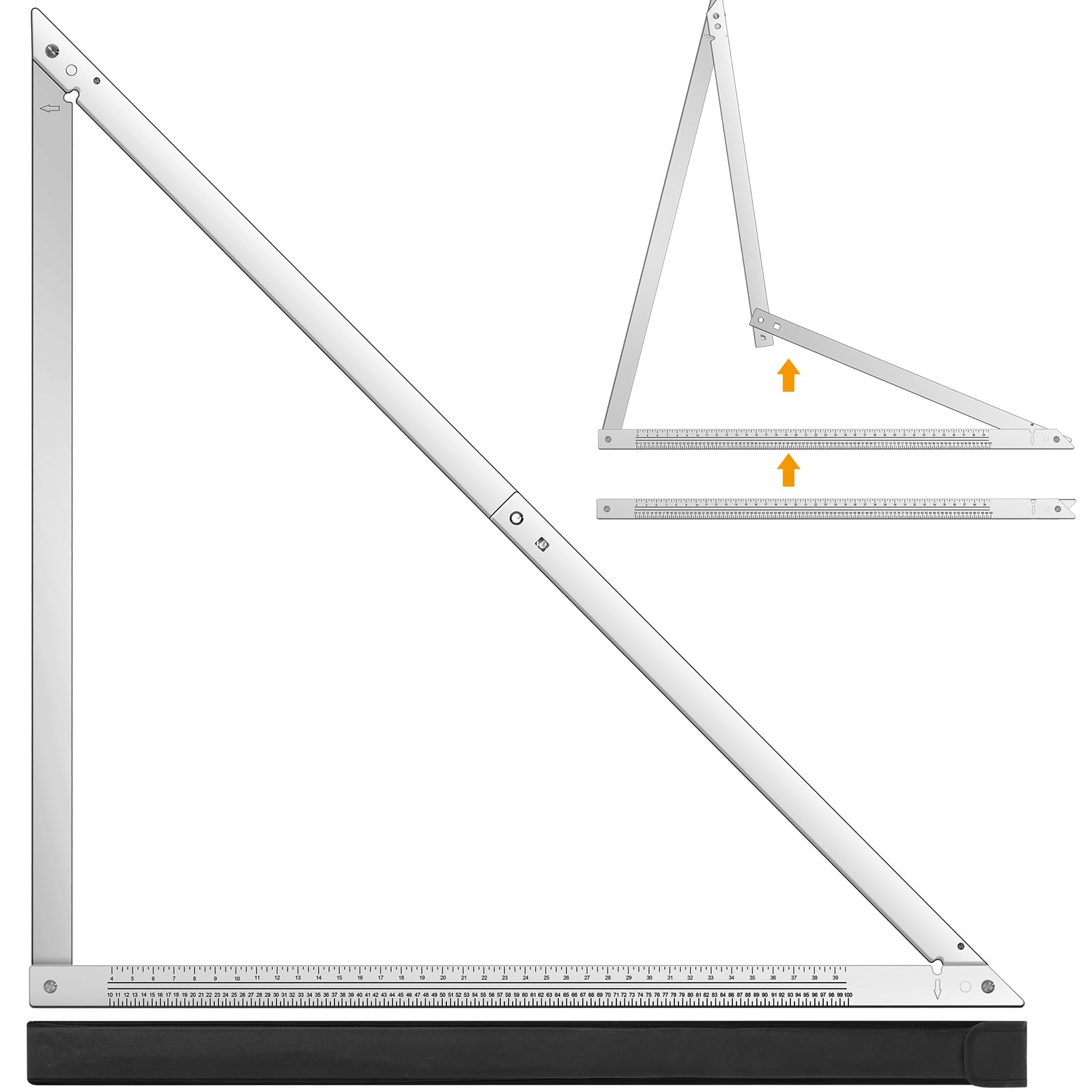 Mikiotto 48 Inch Folding Triangle Ruler Aluminum Framing Square ...