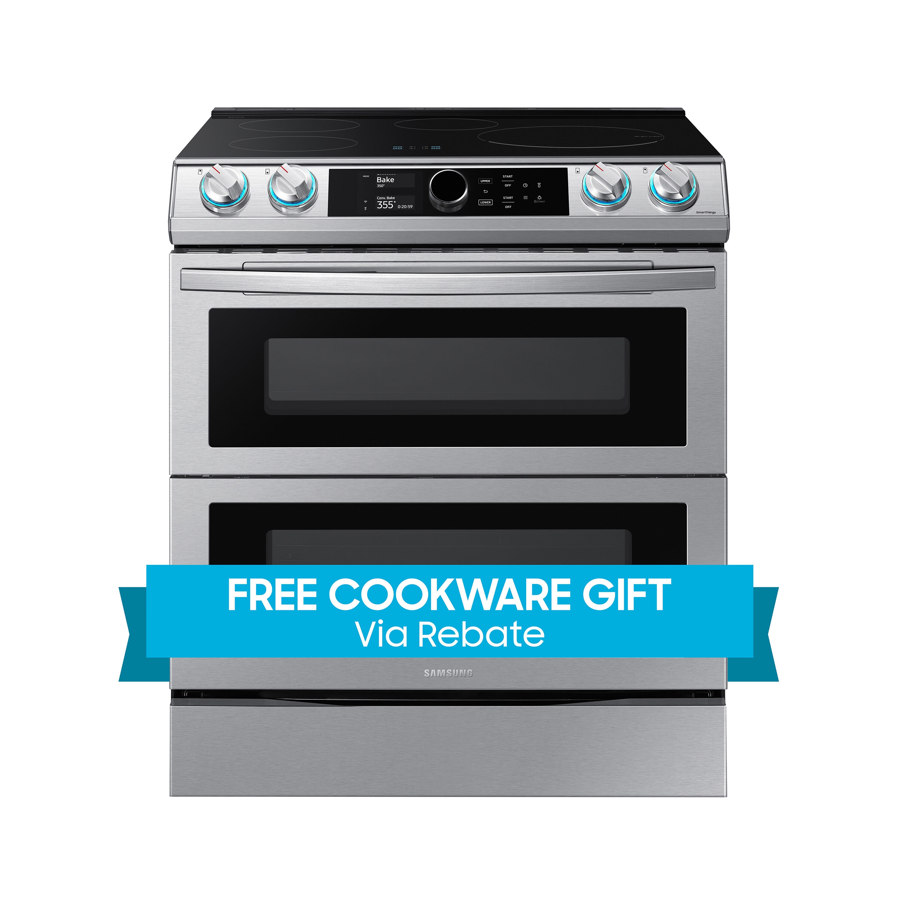 Samsung 30-Inch Smart Double Wall Oven with Steam Cook in Stainless Steel
