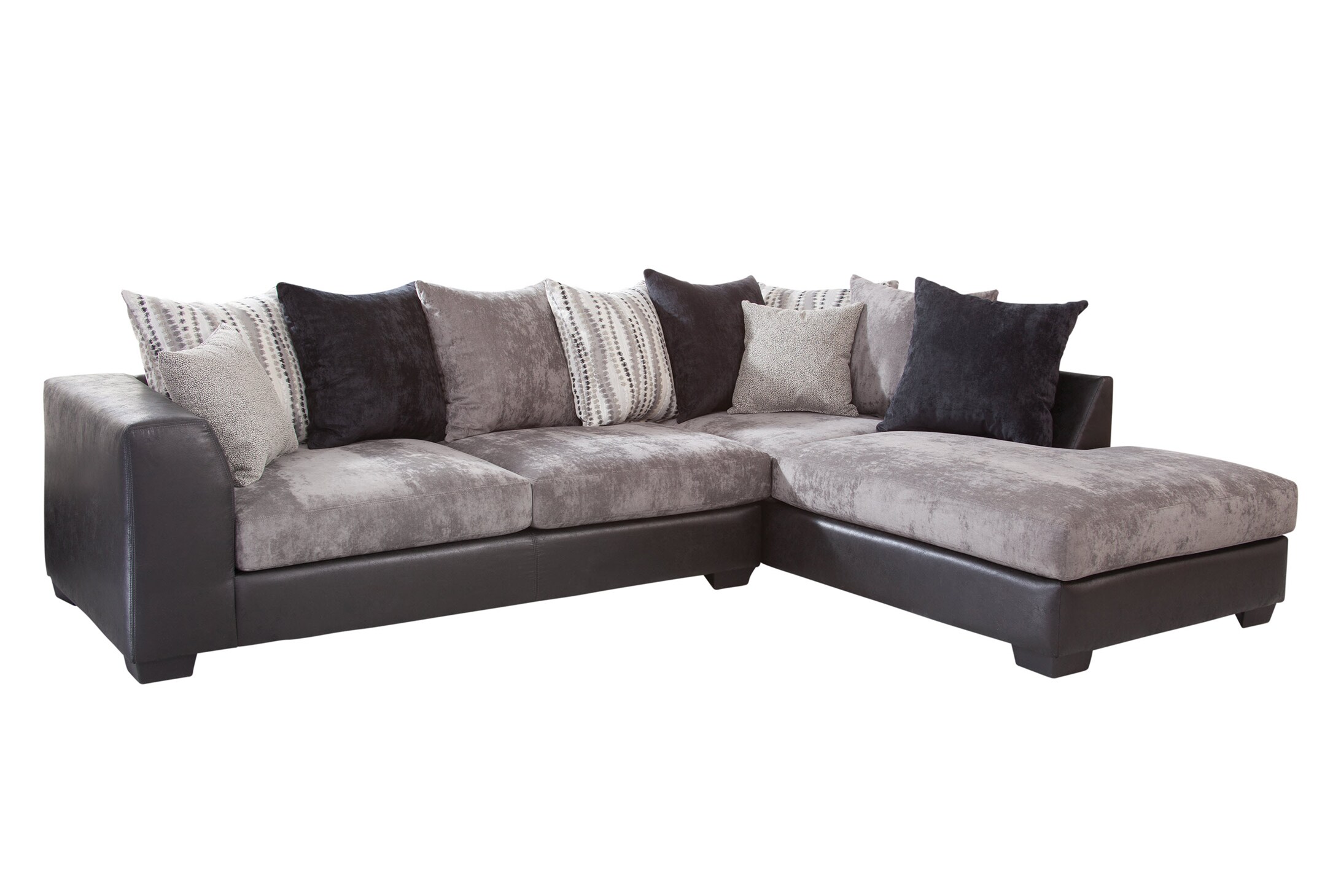 Black and Charcoal Two-Piece Faux Leather Sectional Sofa