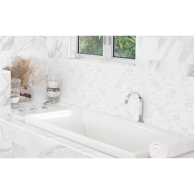 American Olean Mooreland Carrara White 4-in x 4-in Glazed Ceramic Subway Wall Tile Sample American Olean Mooreland Carrara White 4-in x 4-in Glazed Ceramic Subway Wall Tile Sample