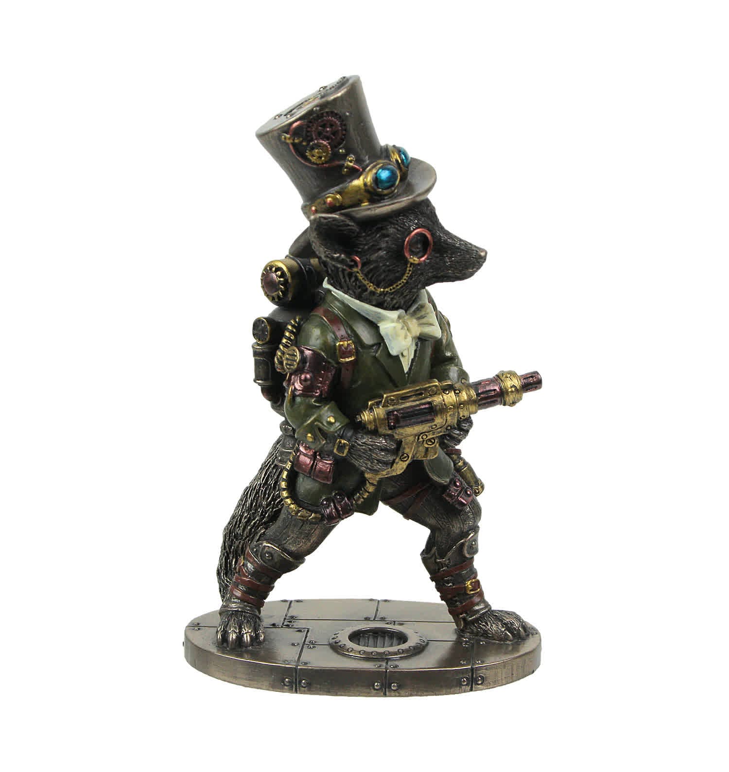 Veronese Design US-WU77753A4 Bronze Finish Steampunk Stagecoach Gentleman Fox Bandit Statue