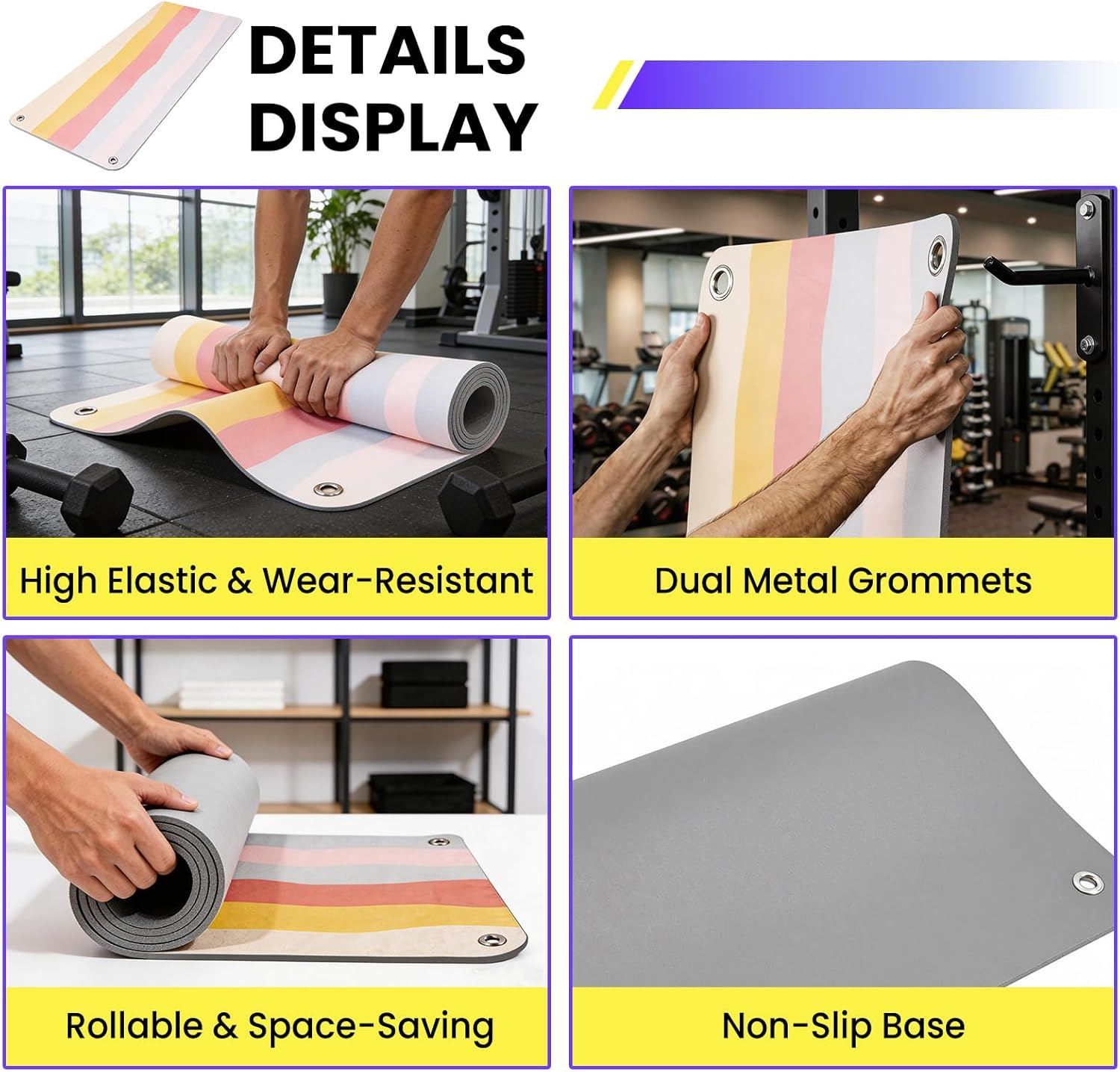GAOMON PVC Hanging Exercise Mat - 5mm Thick Wall Mounted Fitness Mat ...