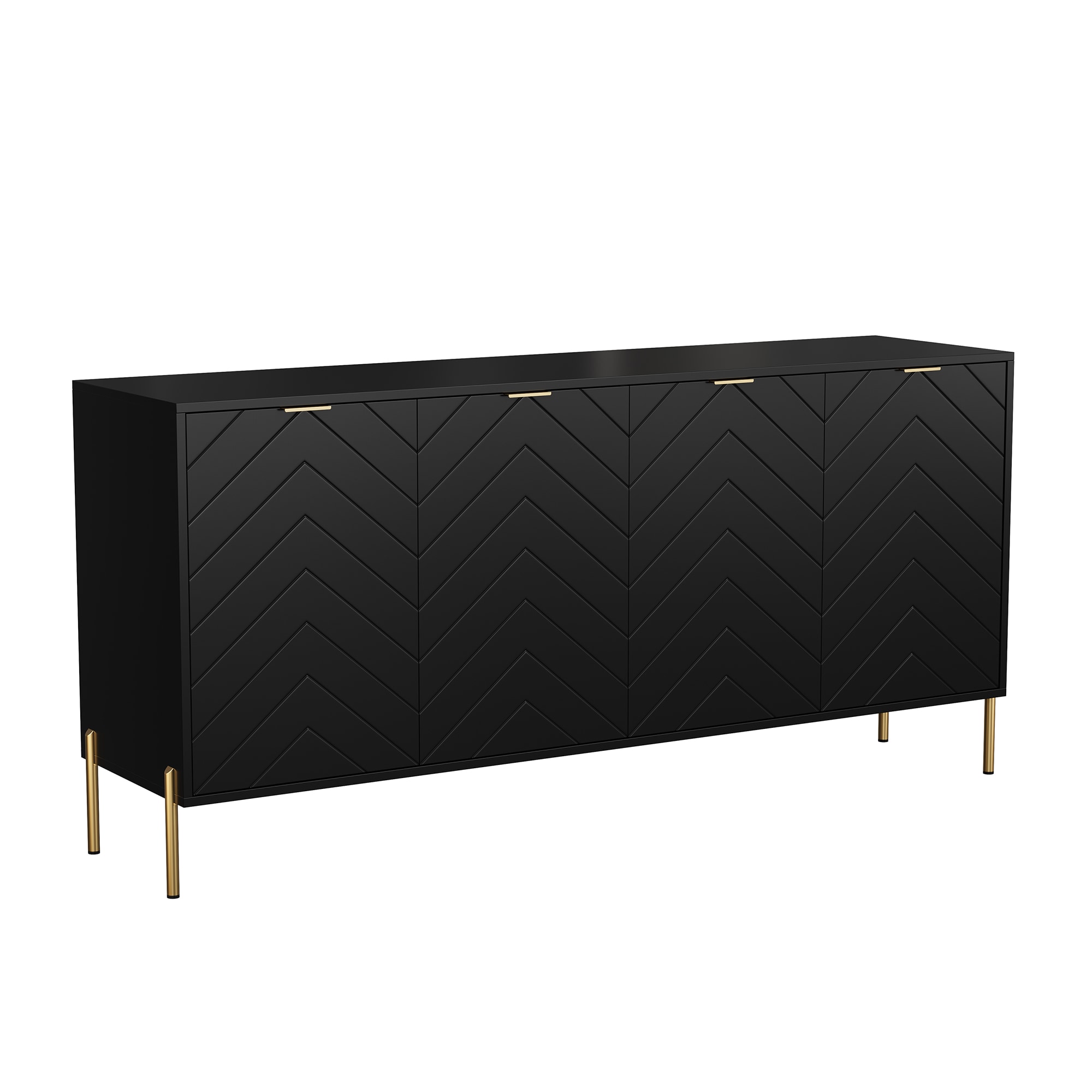 Clihome CL-CJ4M-BK 62.99-in W 4-Door Black Accent Cabinet
