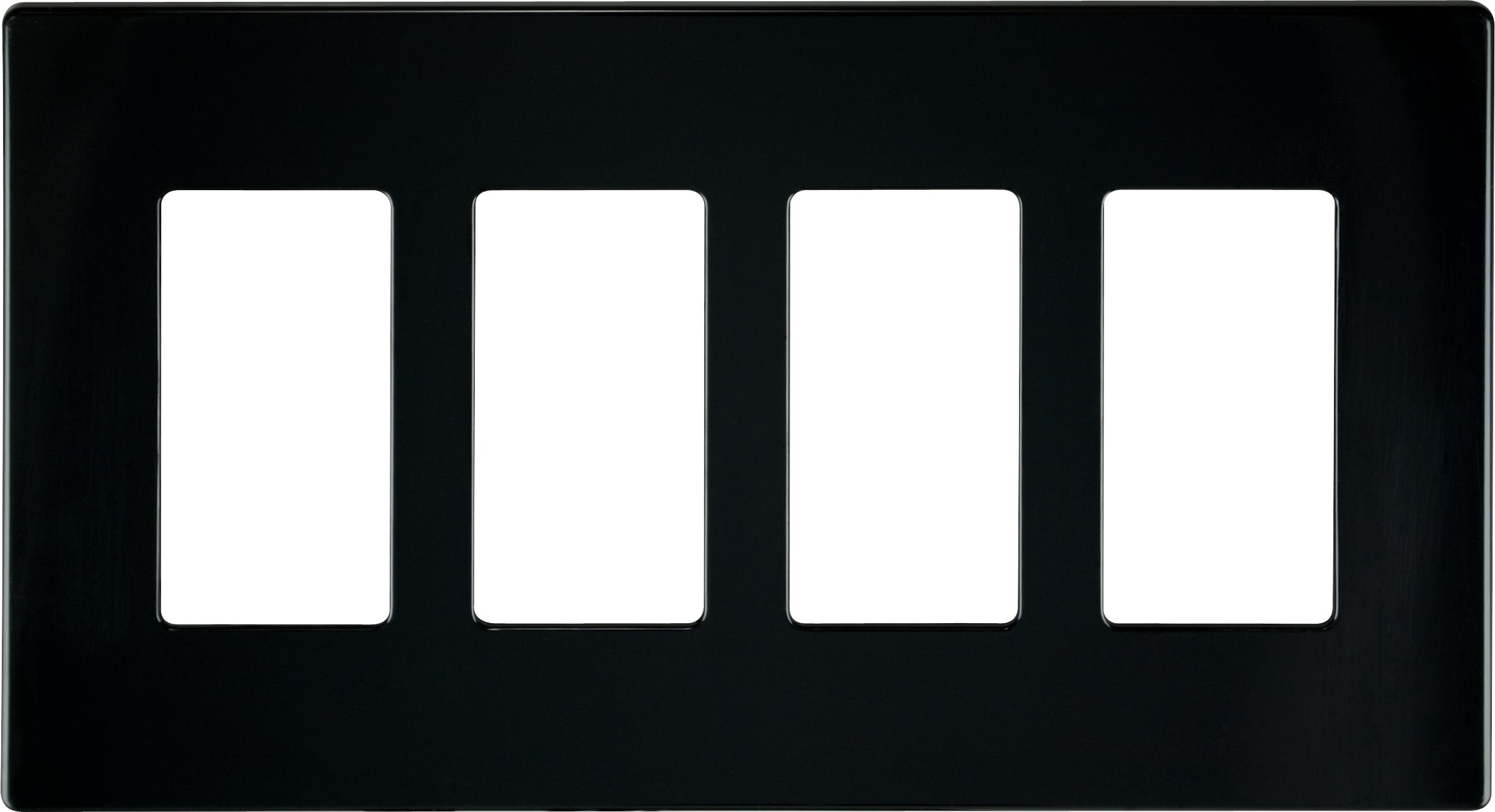 Eaton PJS264BK-L 4 -Gang Midsize Size Black Polycarbonate Indoor Screwless Decorator Wall Plate