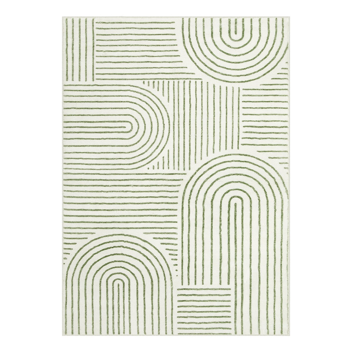 Lahome AR-DYRZP-002-G2 5 x 7 (ft) Green Abstract Rainbow Lines Short Pile Velvet Rectangular Indoor Area Rug