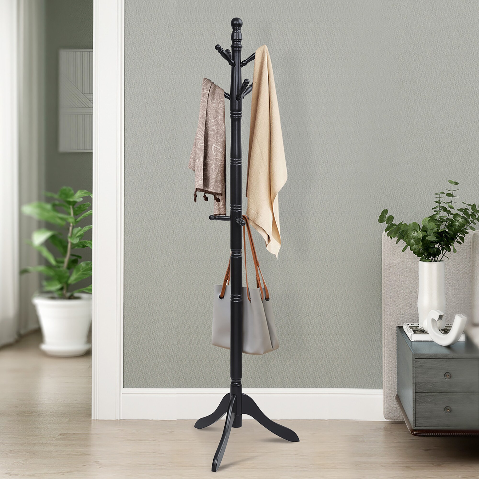 Goplus Black 9-Hook Coat Stand in the Coat Racks & Stands department at ...