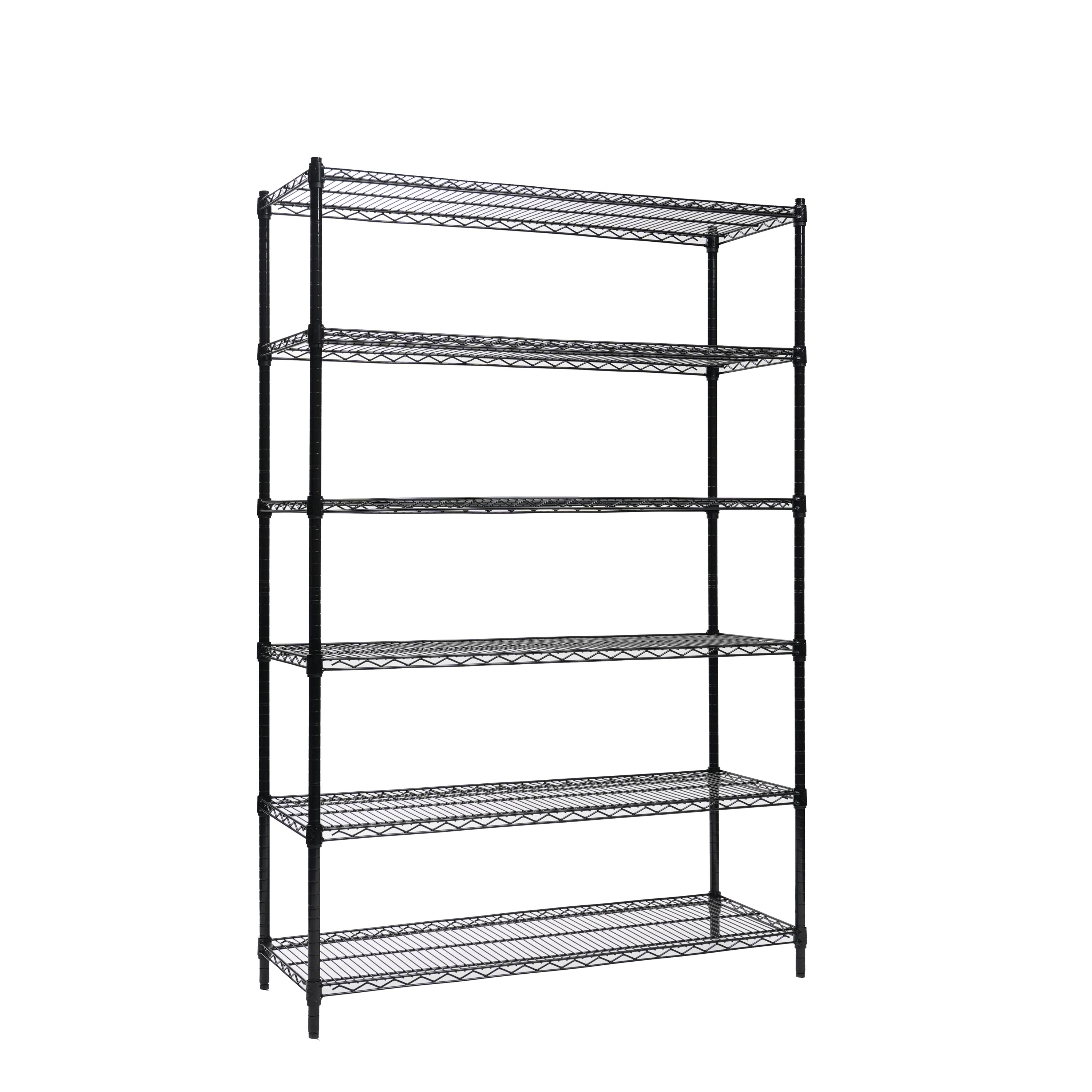 Style Selections 55723 Steel Heavy Duty 6 -Tier Utility shelving unit ( 47.7-in W x 18-in D x 72-in H ) ( Black , ( 600-lb lbs. Capacity Per Shelf )