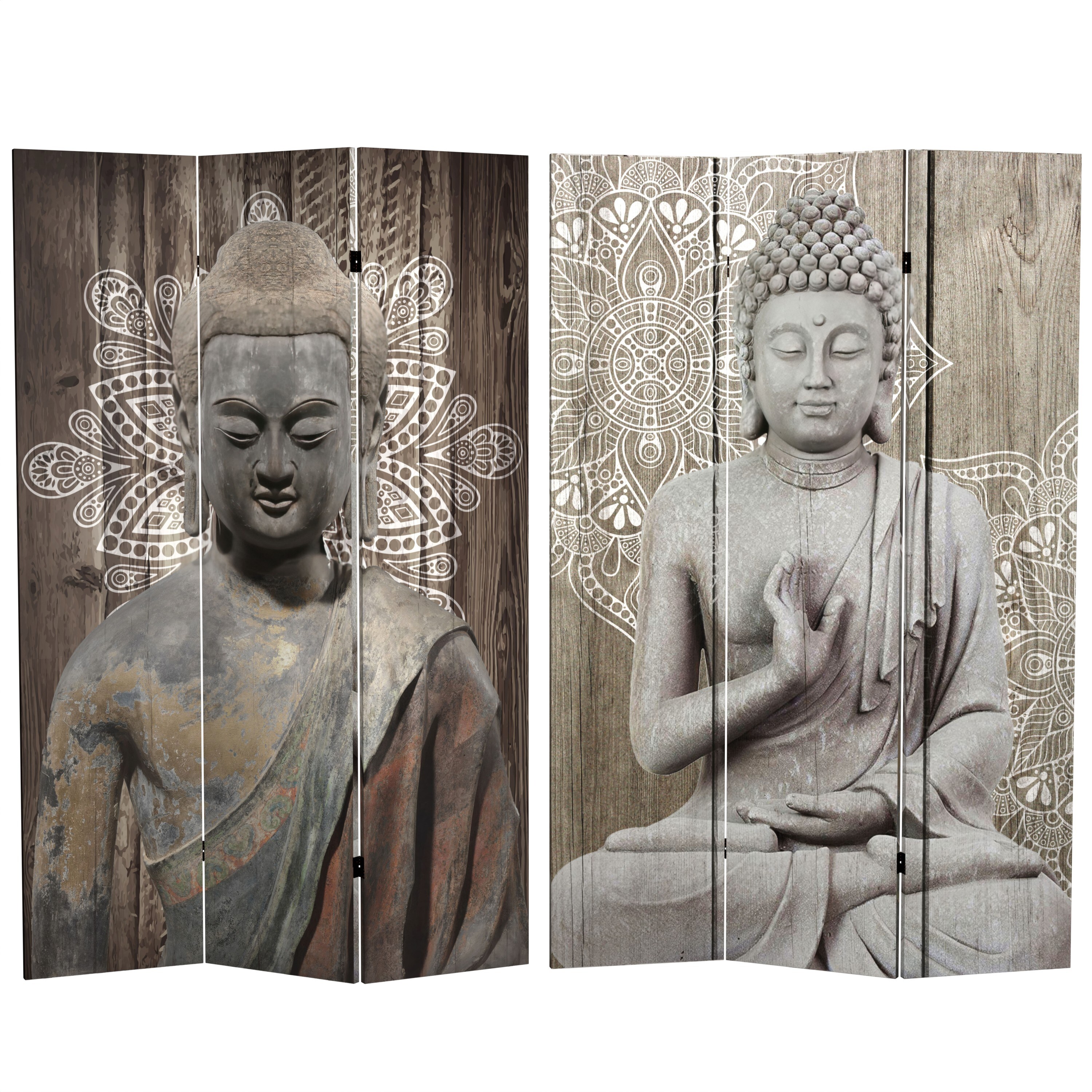 Red Lantern CAN-BUD1 3-Panel Printed Canvas Fabric Folding Contemporary/Modern Style Room Divider