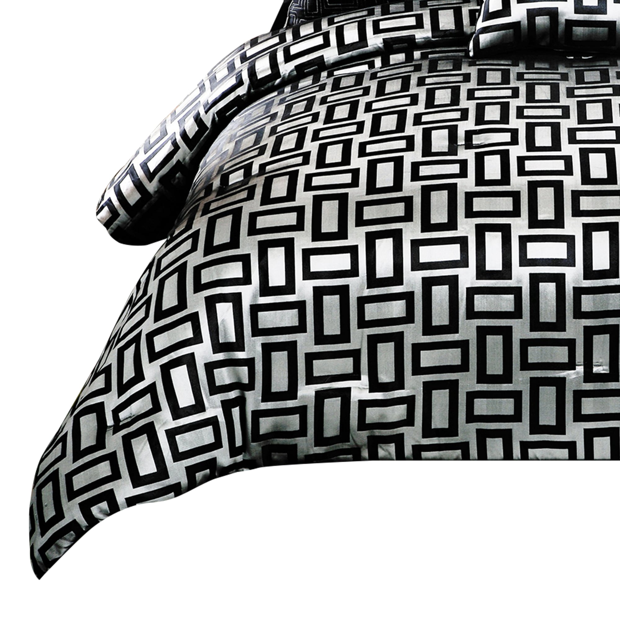 6 Piece Gray and Black Geometric Polyester King Comforter Set