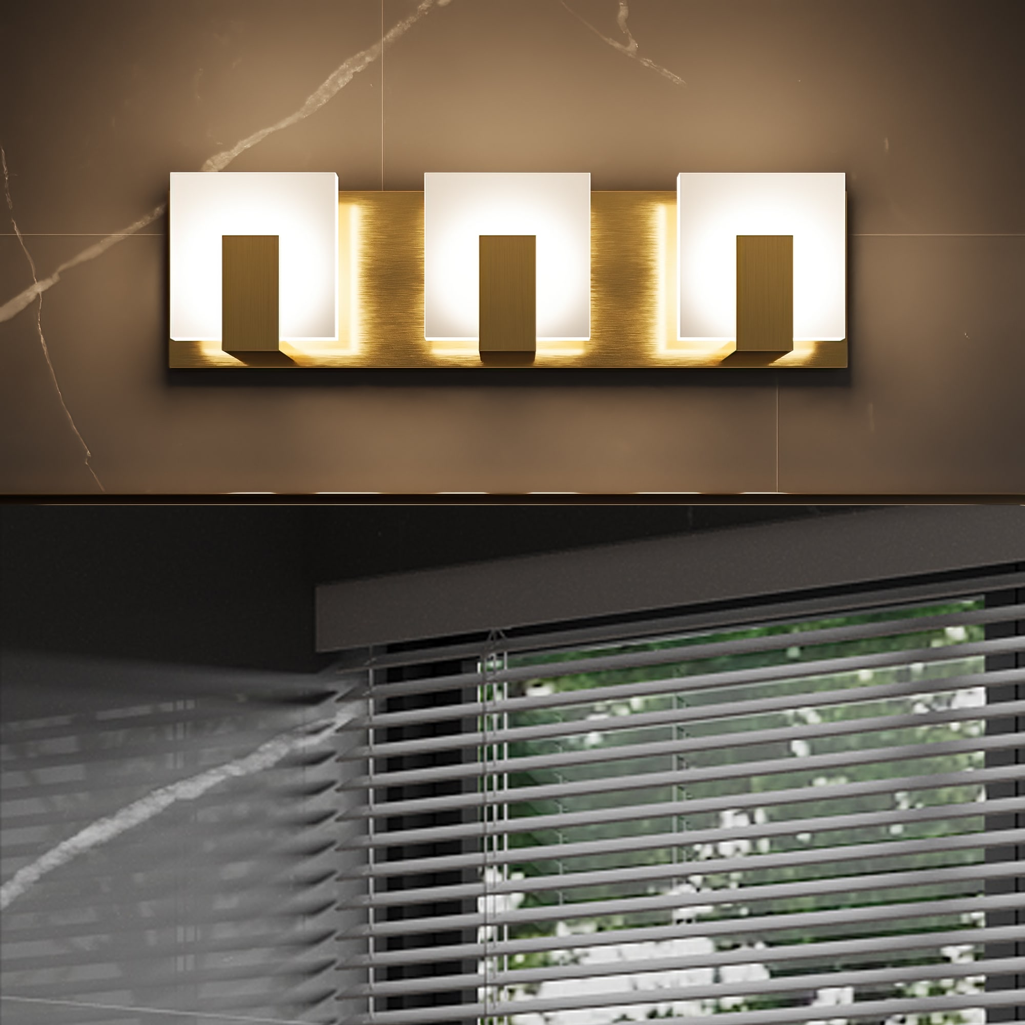 ExBrite EXVL316GXX 19.69-in 3 -Light Antique Brass Integrated LED Modern/contemporary Vanity light