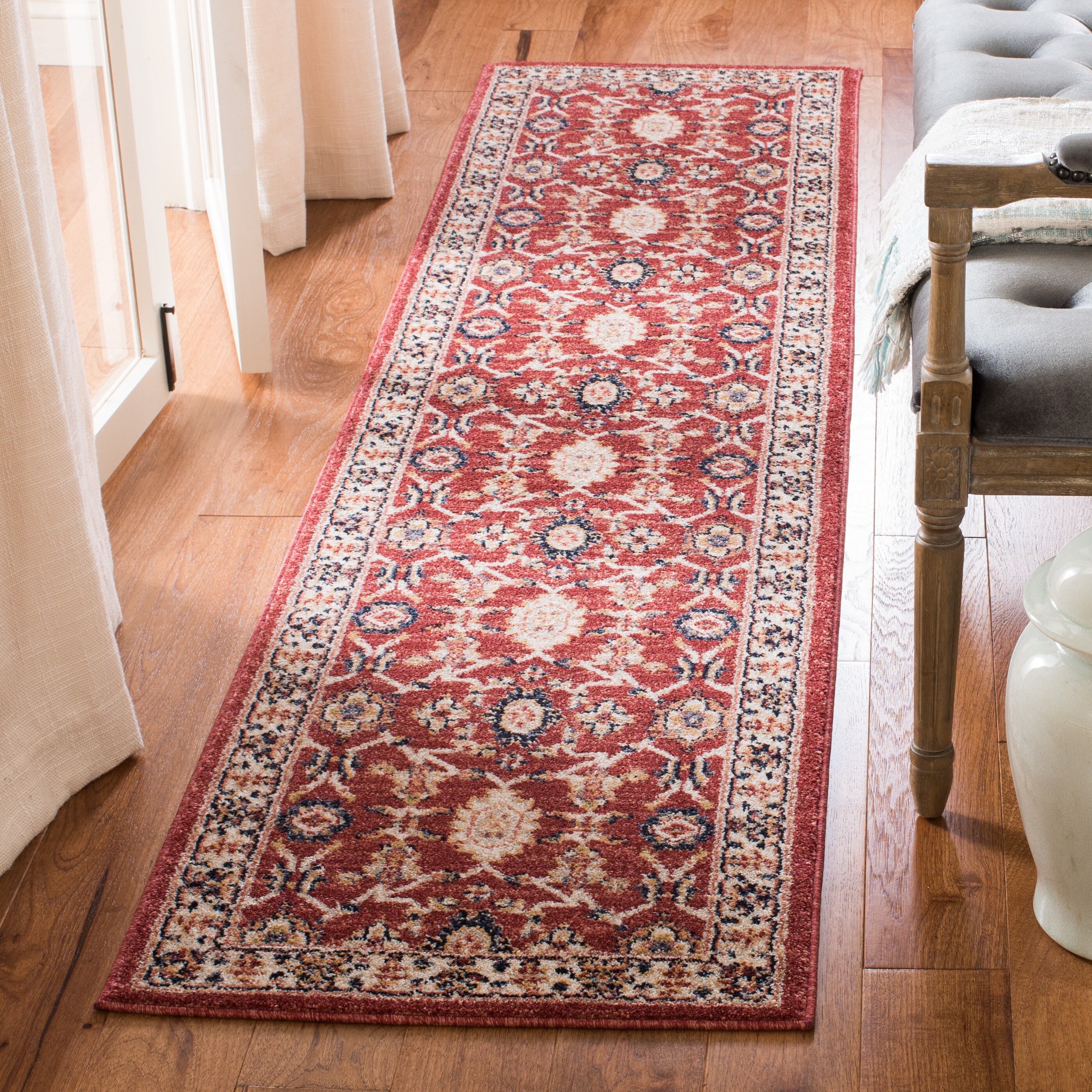 Safavieh CHL412Q-28 Charleston Gabbeh 2 x 8 (ft) Loomed Polypropylene Red/Ivory Rectangular Indoor Distressed/Overdyed Oriental Runner rug