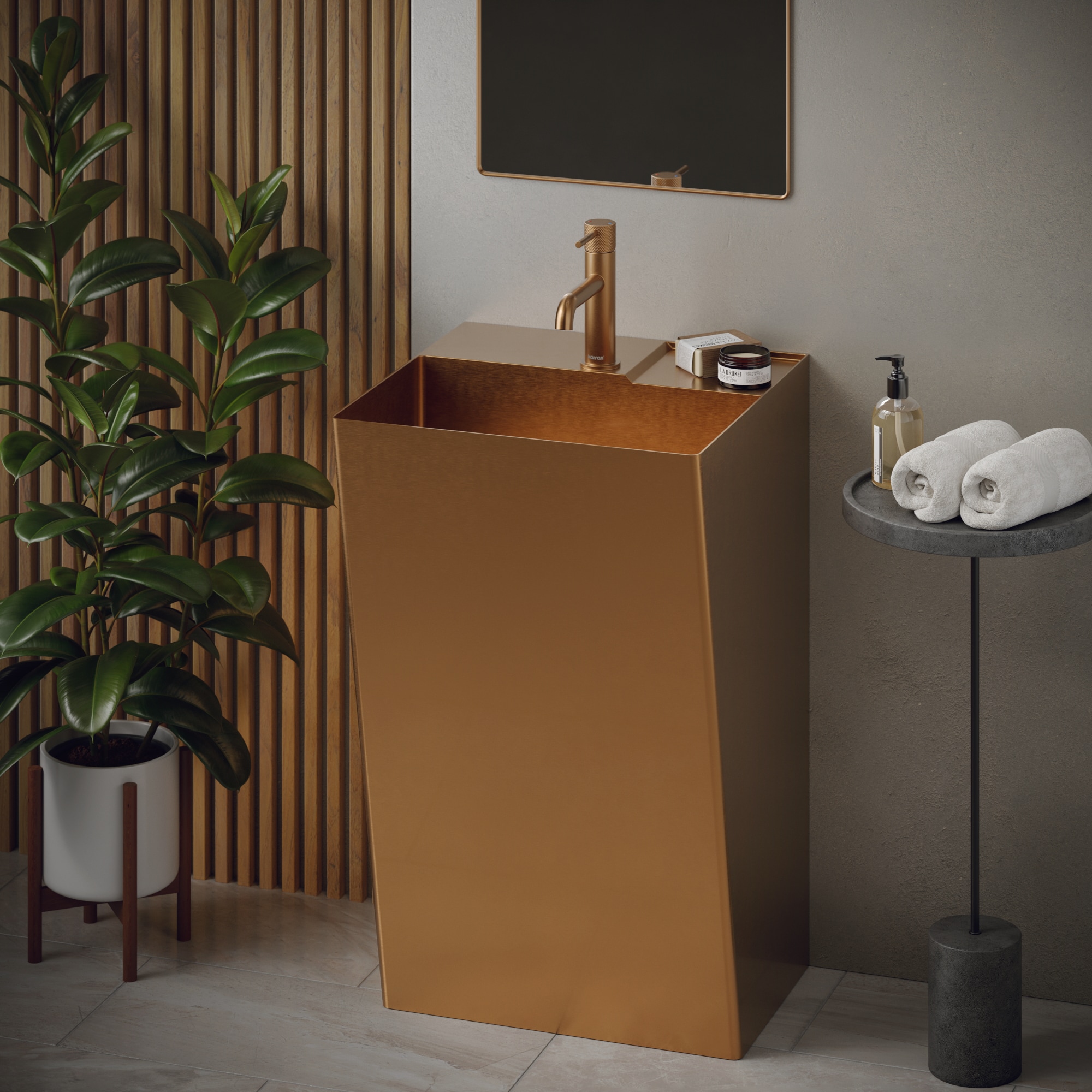 Karran CCP500BC Stainless steel Traditional Brushed Copper Pedestal Sink Combo , with Drain ( 19.75-in x 16.5-in x 32.75-in )
