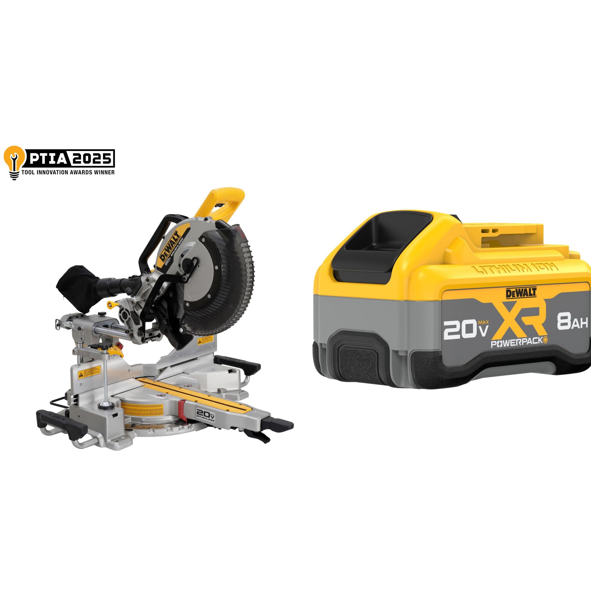 DEWALT 12-in 20-volt max Dual Bevel Sliding Compound Cordless Miter Saw & XR POWERPACK 20 -Volt 1 -Pack Battery ( 8 Ah Lithium-ion )