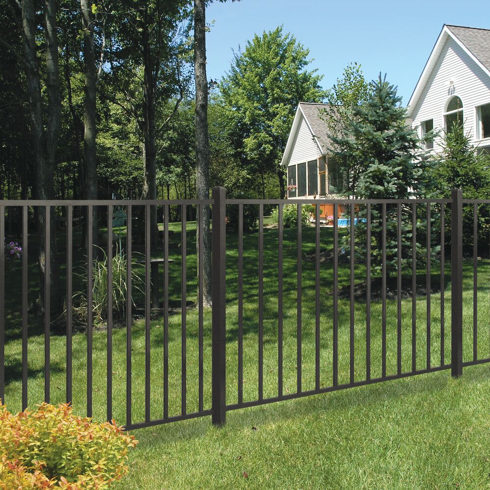 Freedom Easton 4-ft H x 6-ft W Pewter Aluminum Spaced Picket Flat-top ...