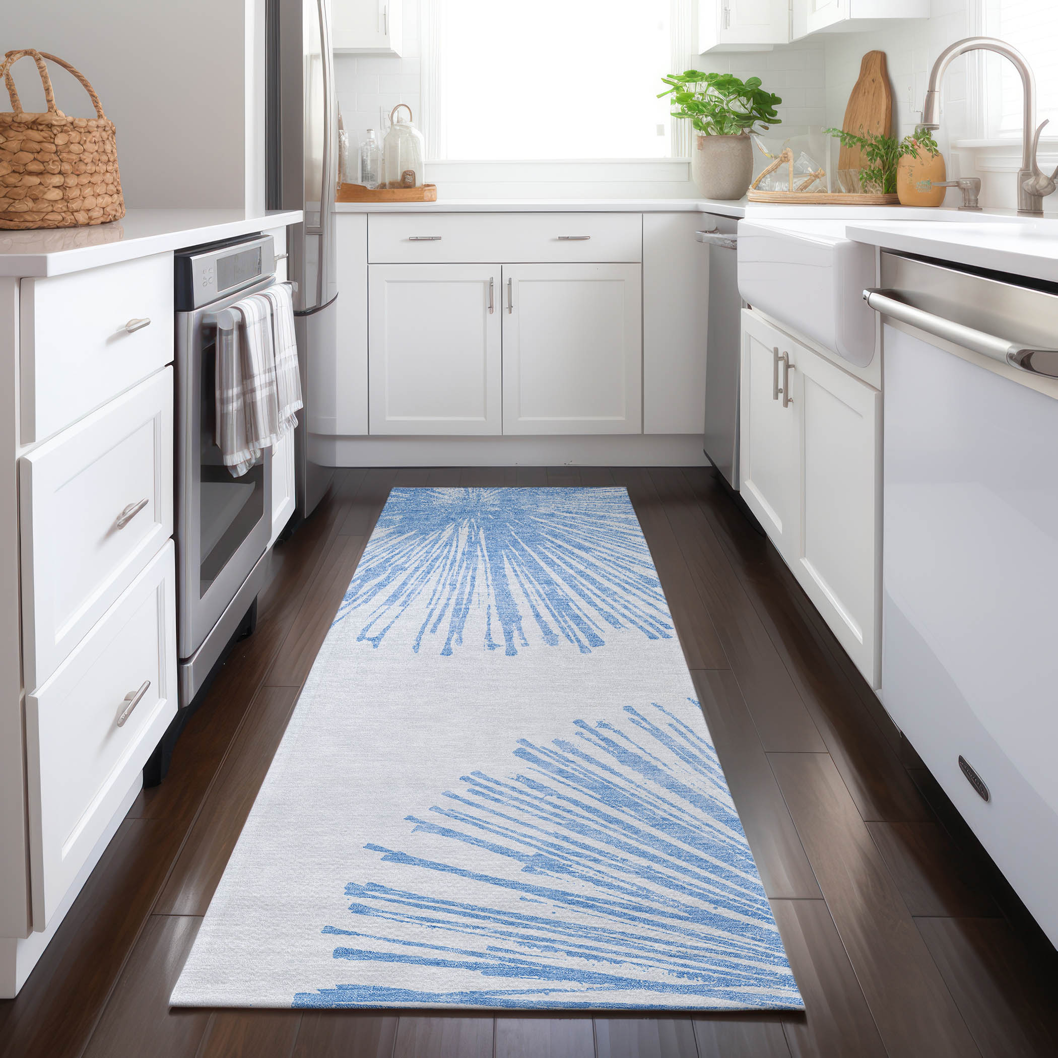 Addison Rugs ACN642DN2X8 Chantille ACN642DN 2 x 7 (ft) Polyester Denim Rectangular Indoor/Outdoor Geometric Machine washable Runner rug