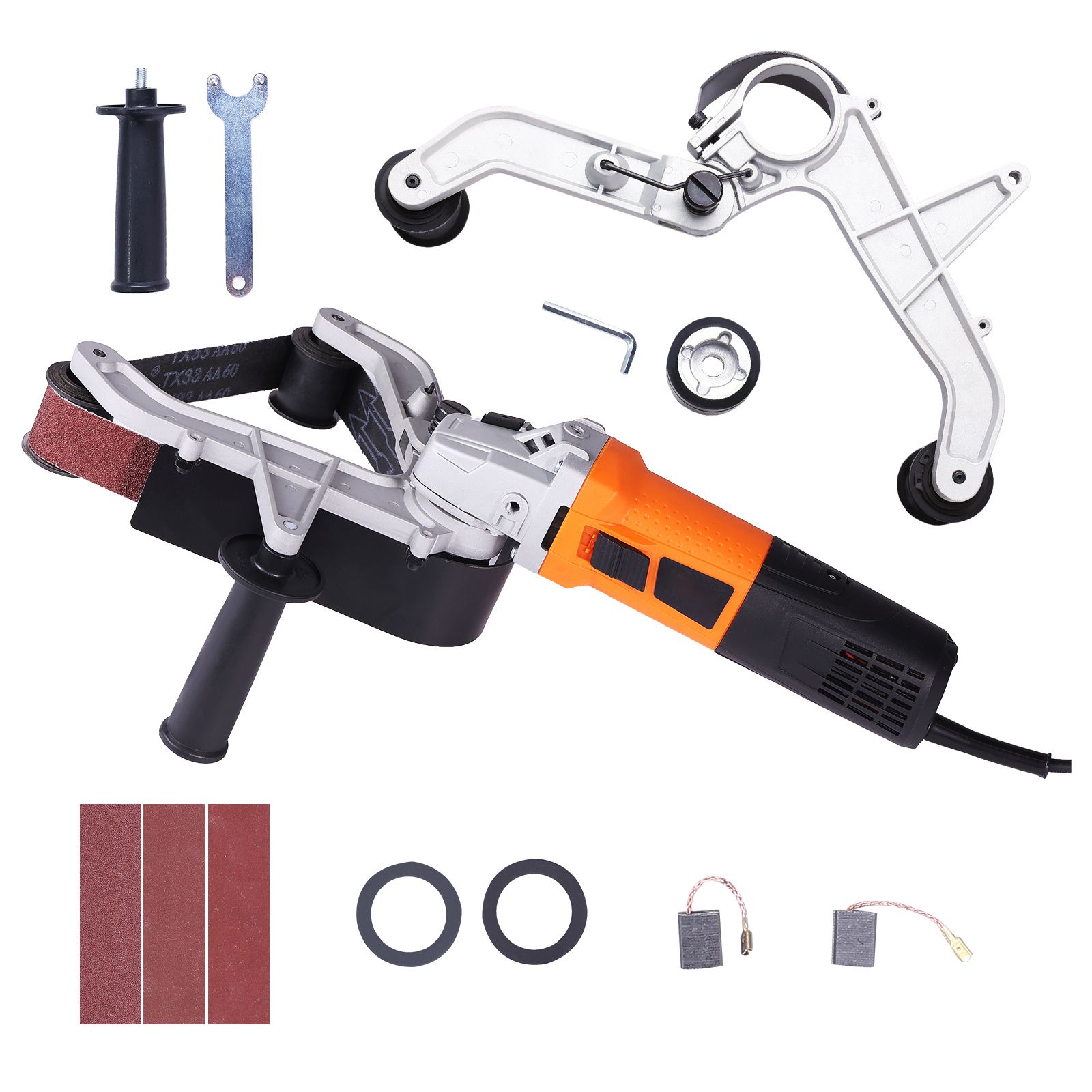 Loheer 1000W Variable Speed Pipe Sander Polisher 1100-3200 RPM Professional Belt Grinder for Metal Includes 3 Sanding Belts