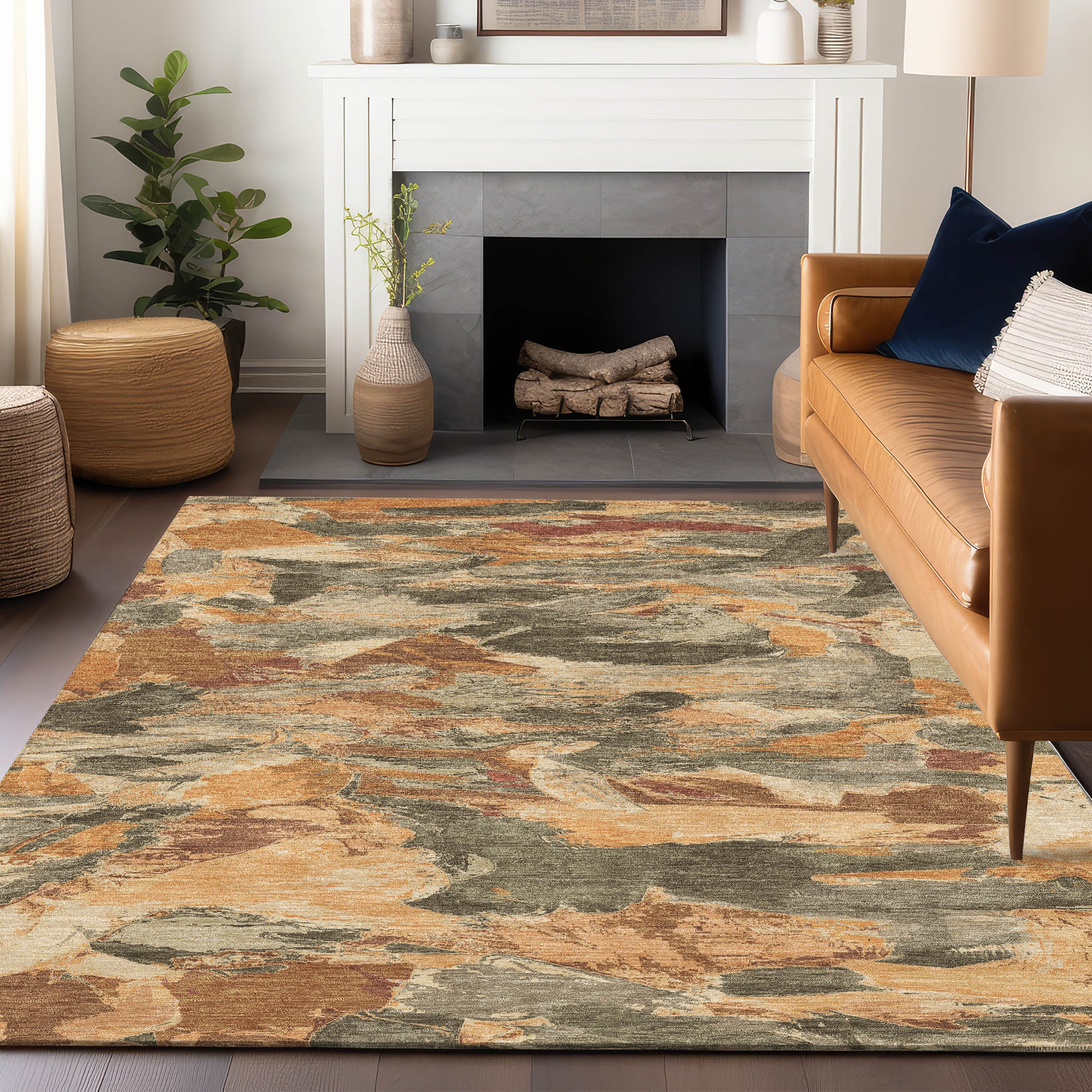 Addison Rugs ACN1345CP8X10 Chantille ACN1345CP 8 x 10 (ft) Polyester Copper Rectangular Indoor/Outdoor Geometric Machine washable Area rug