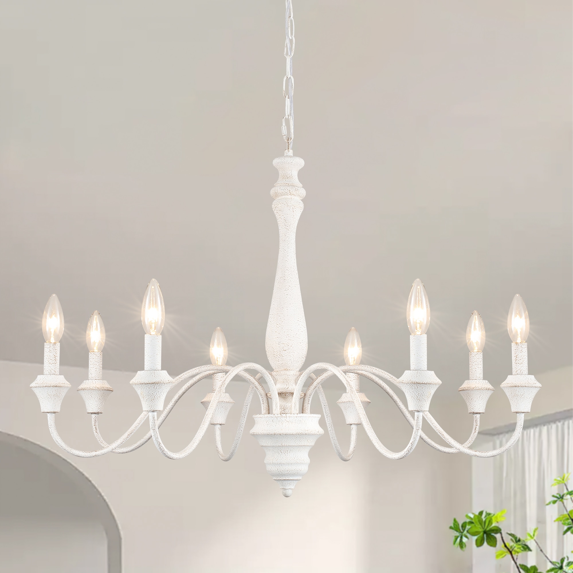 ZemSum 8-Light White Metal Vintage Chandelier