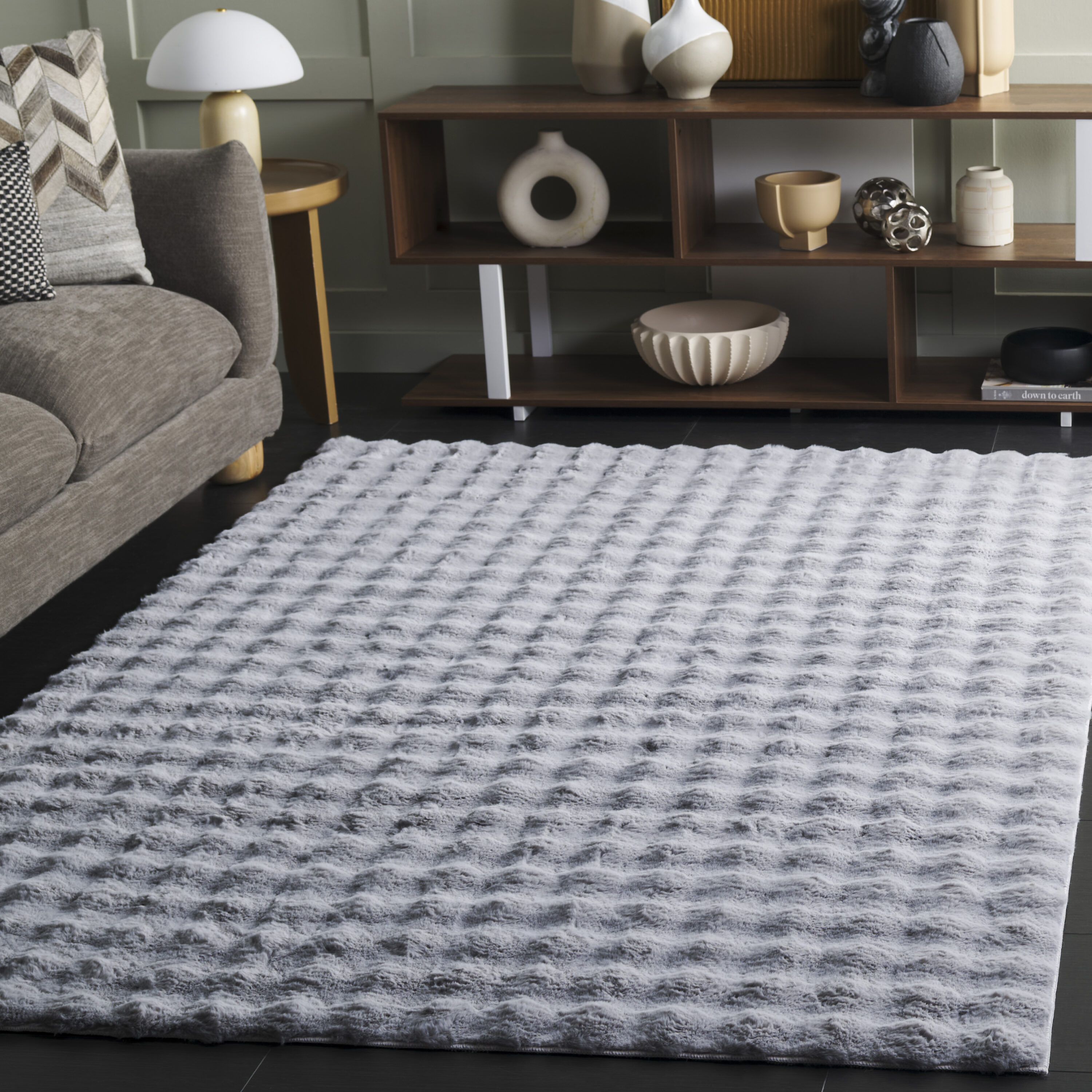 Faux Rabbit Bubble 100F Grey 5ft x 7ft Shag / Flokati Rug