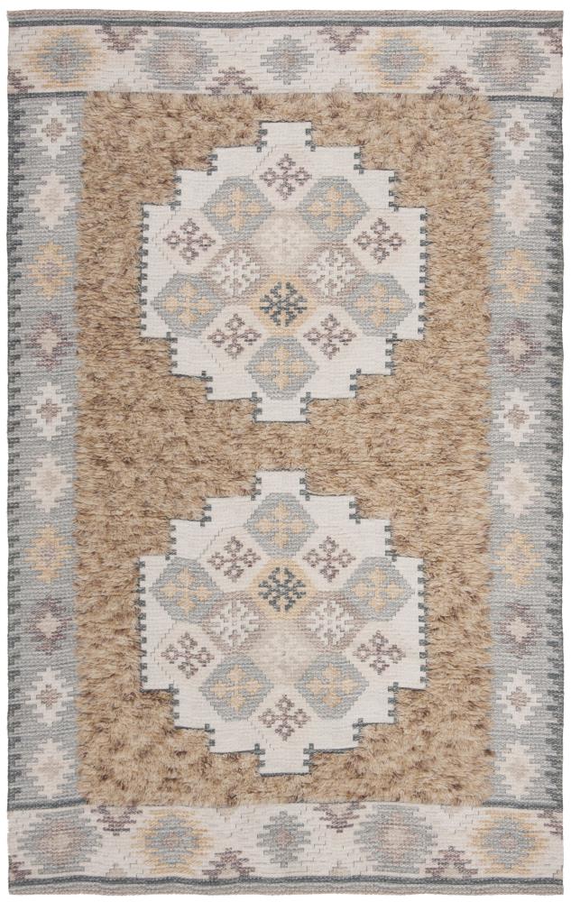Ivory and Taupe Hand Loomed Wool Area Rug