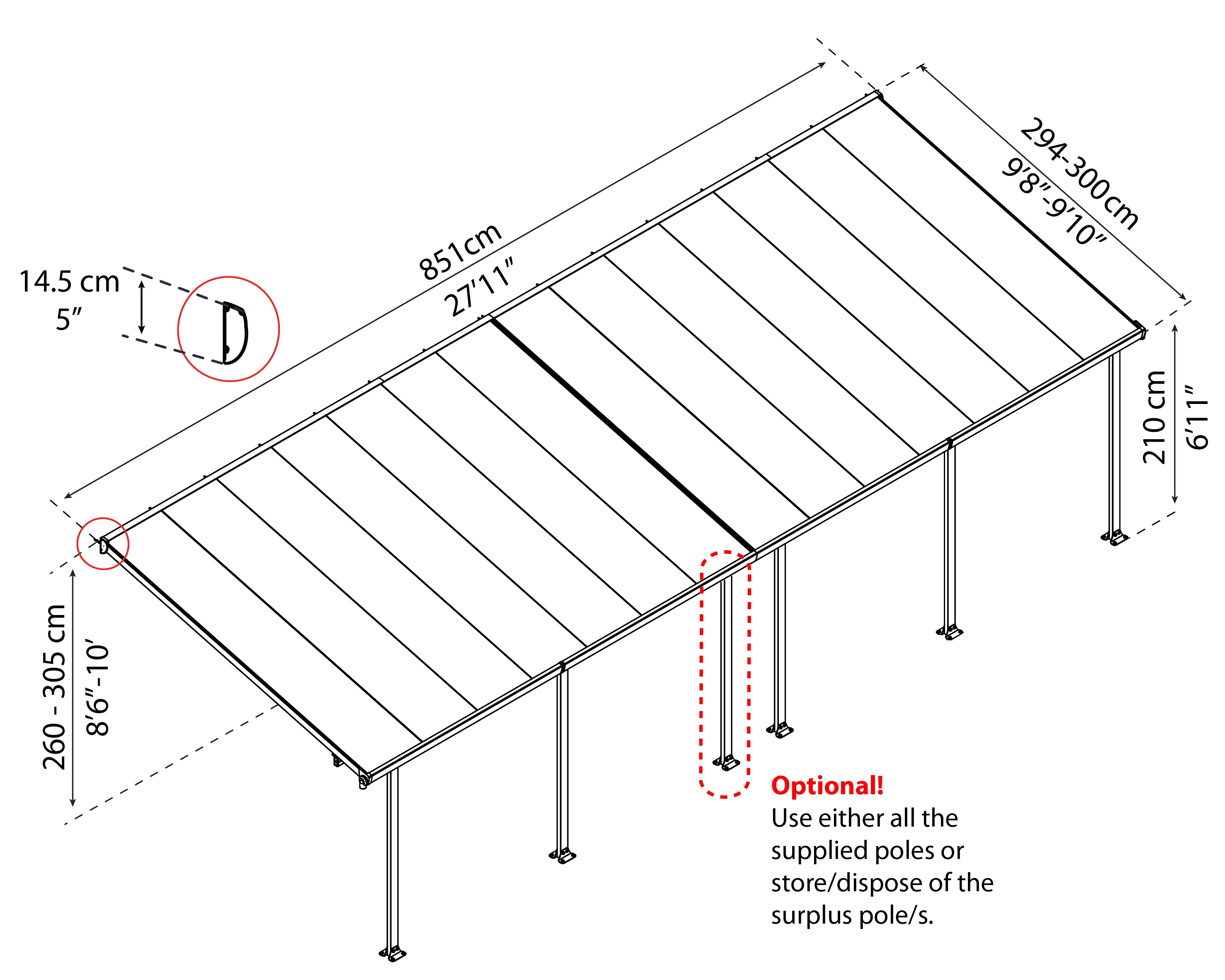 Canopia by Palram Feria 10-ft x 28-ft Gray/Clear Aluminum Patio Cover ...