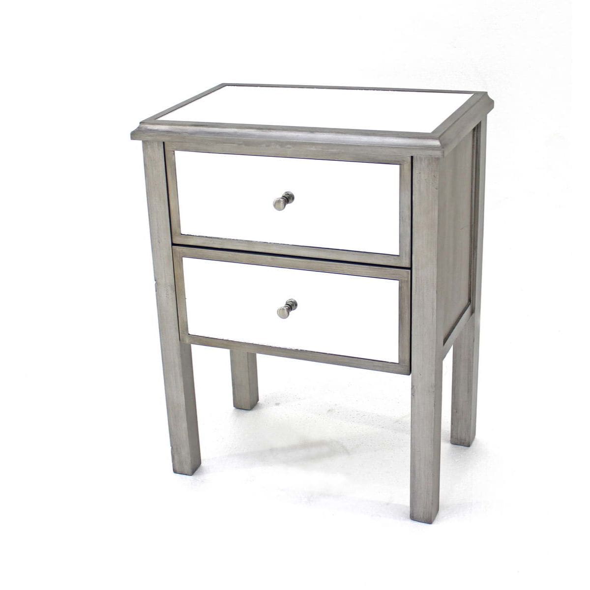 HomeRoots 274403 Mariana 13.75-Inches W x 30.5-Inches H Silver Wood Square Modern End Table