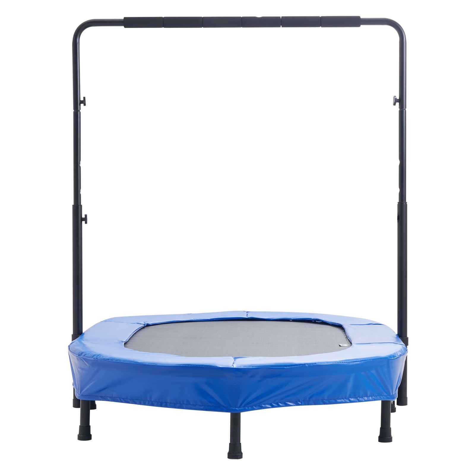 Slickblue 56 in Blue Kids Oval Trampoline with Adjustable Handle Foldable Frame 40 Springs for Indoor and Outdoor Use