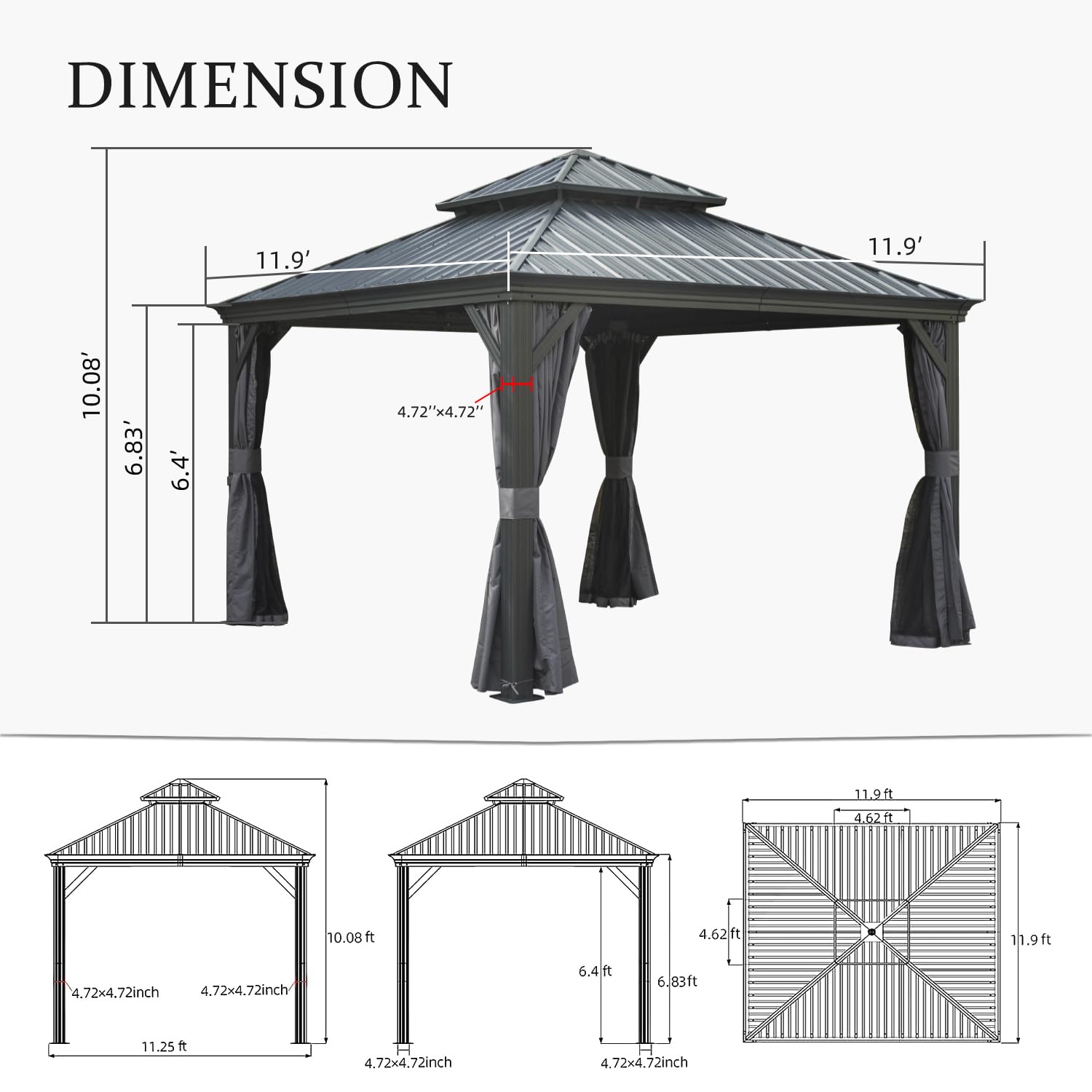 Dimakai DI-LGMF8226BG Wood-Resin-Gazebos - View #8