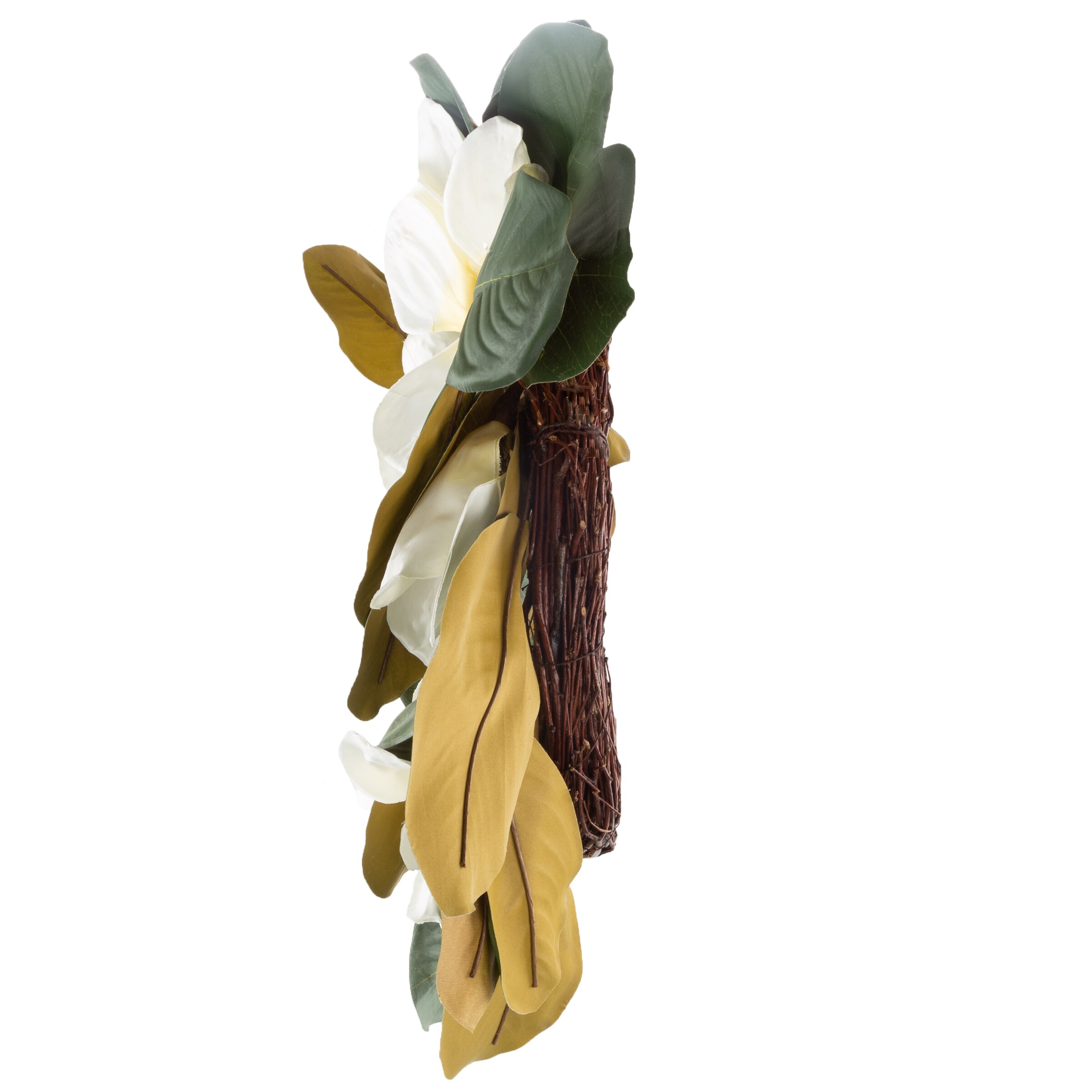 24-Inch Artificial Magnolia Wreath with Green Leaves