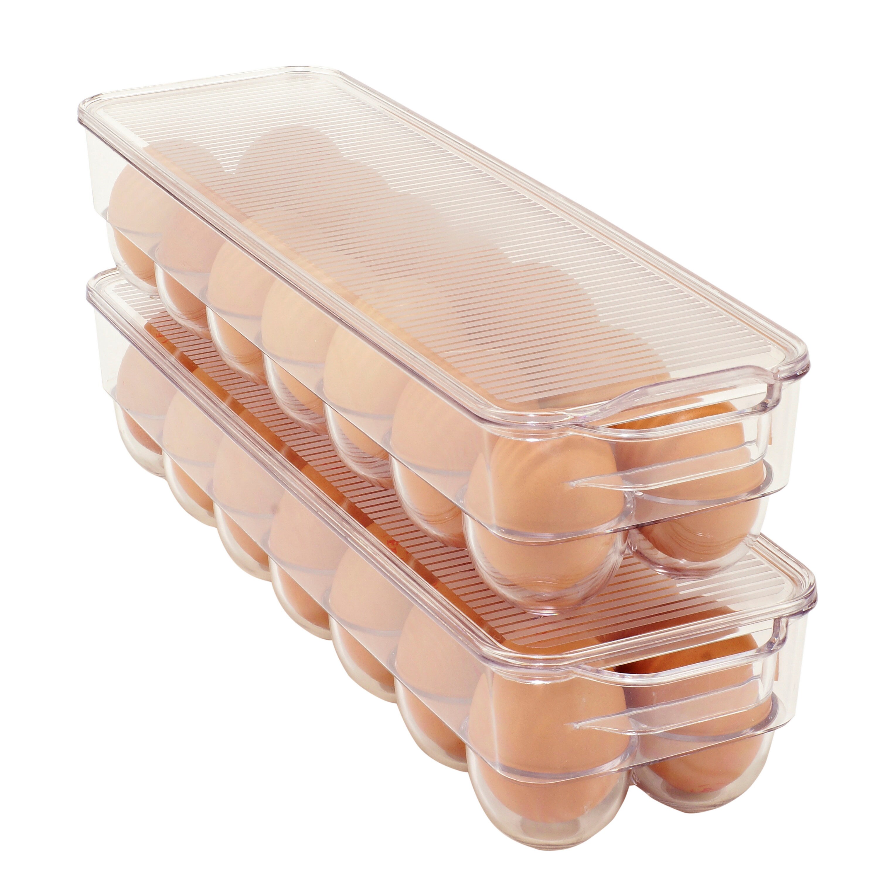 8 Pack Fridge Organizer with Egg Holder, PBA-Free Refrigerator Organizer  Bins with Lids, Stackable Plastic Pantry Organizer Bins for Kitchen