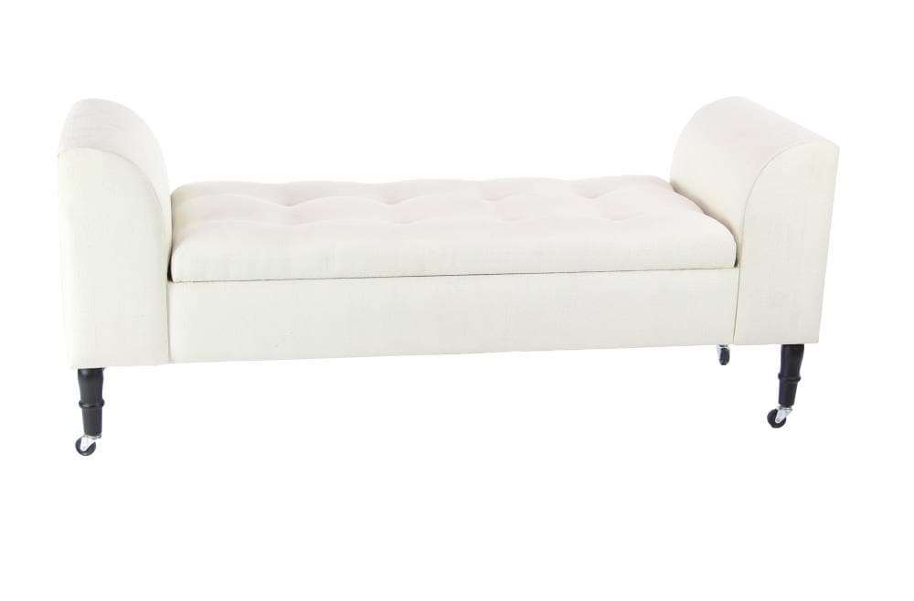 Grayson Lane 56740 Modern Beige Accent Bench with Storage 60-Inches x 20-Inches x 24-Inches