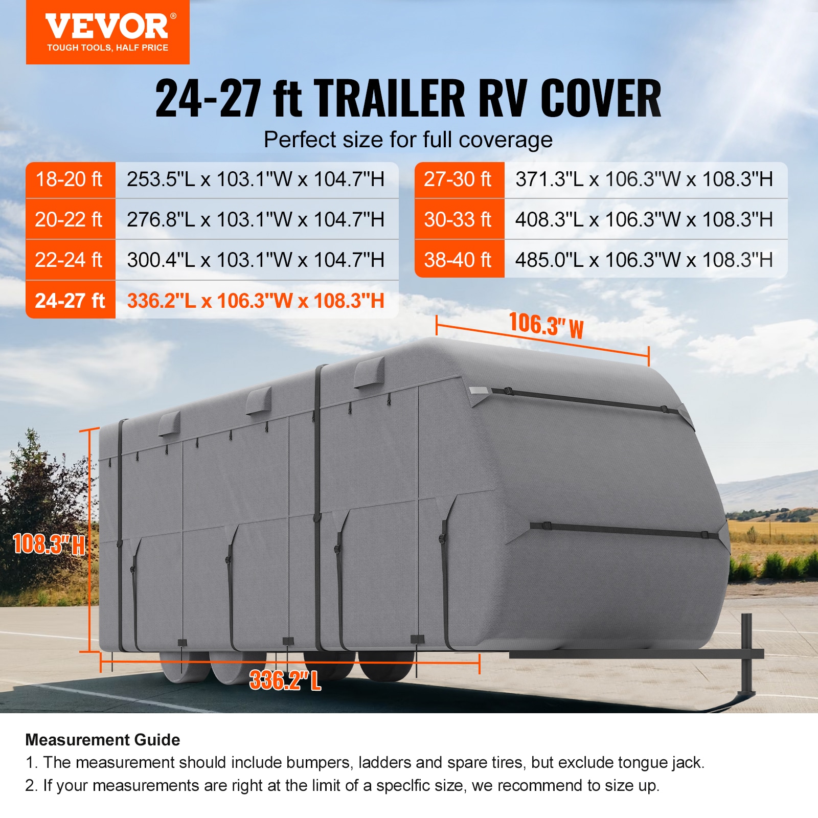 VEVOR 24'-26' RV Cover Nonwoven Fabric Cover for Camper RV