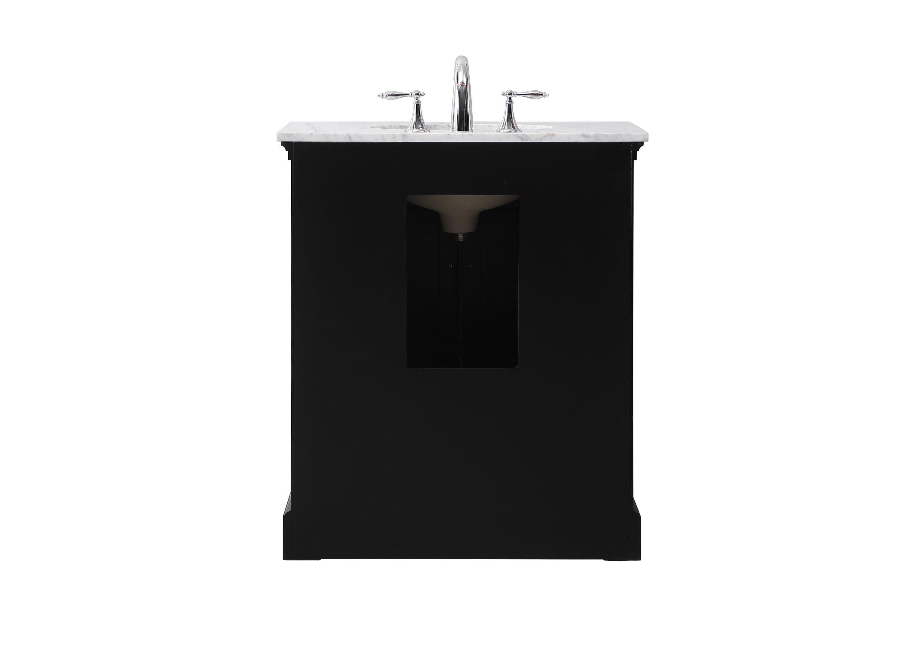 Clarence 30" Black Solid Wood and Metal Bathroom Vanity with Marble Top