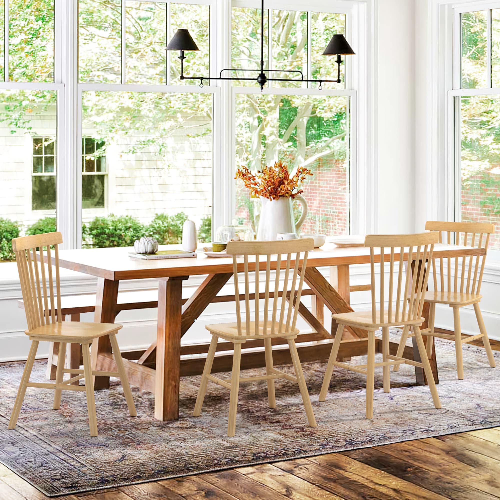 LUE BONA 4LB22CH0041-500LS Set of 4 Coastal Contemporary/Modern Dining Side Chair (Wood Frame)