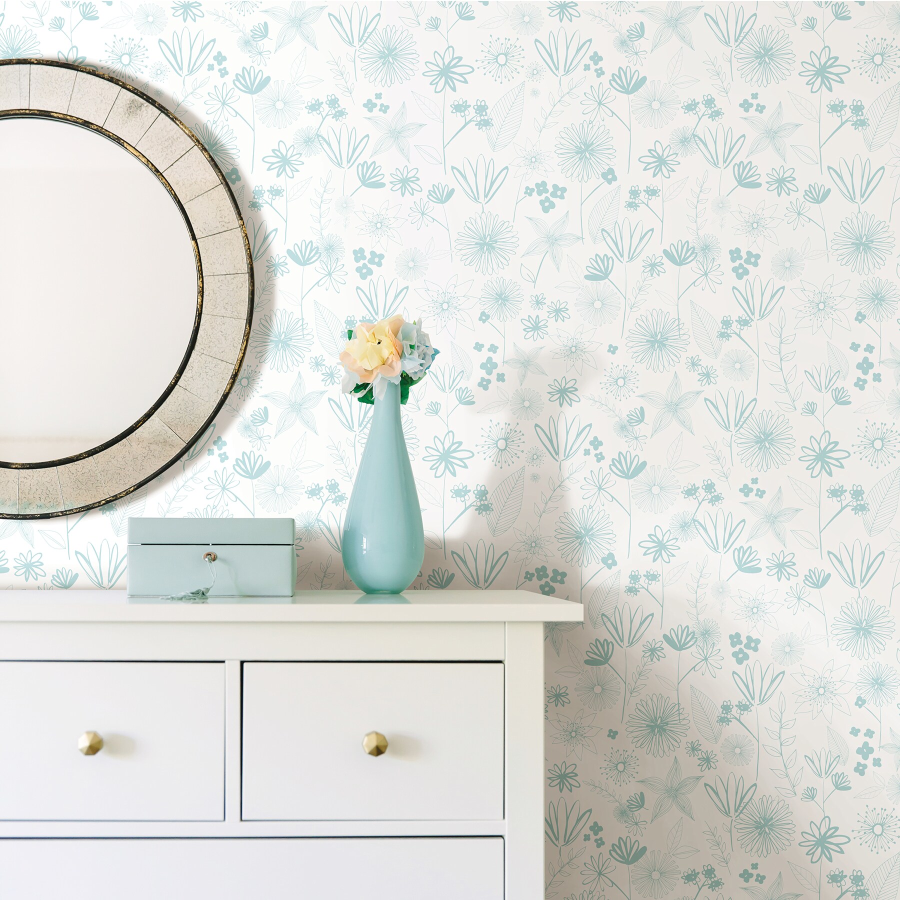 Brewster Mariska Turquoise Meadow Wallpaper at Lowes.com