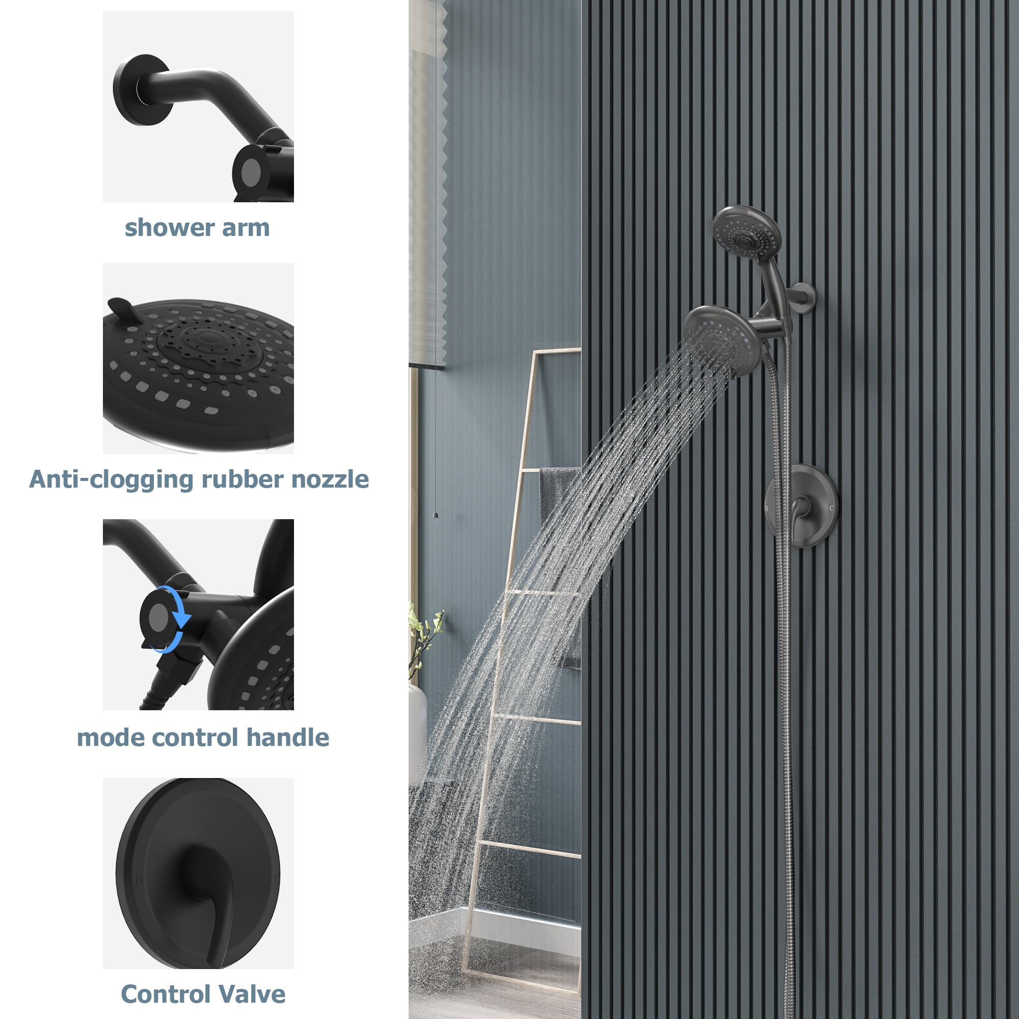 Mondawe AM-SC418A-MB Showerhead-Bar-Panels - View #5