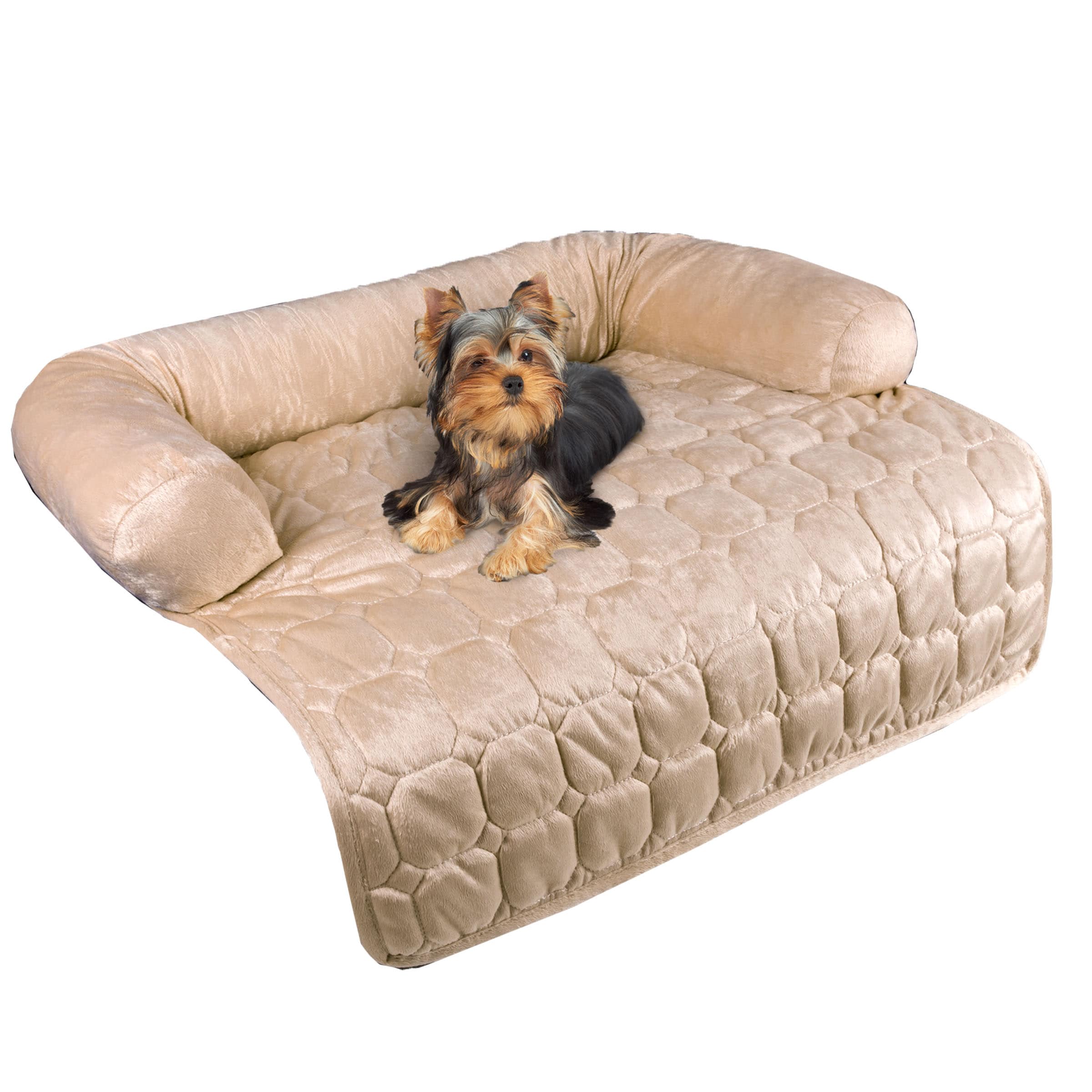 PETMAKER  30x30.5 Couch Cover for Dogs with Memory Foam Bolster (Beige)