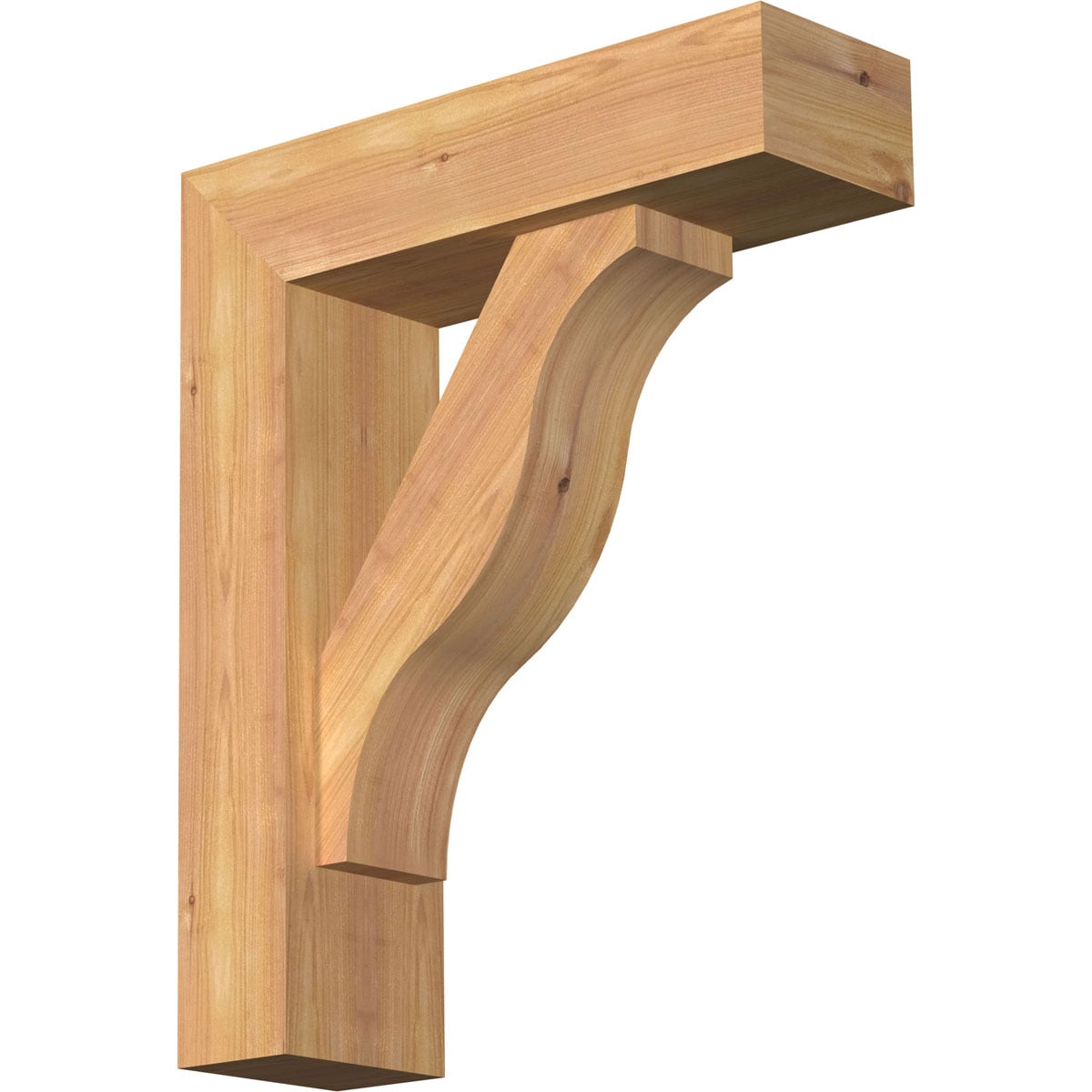 Ekena Millwork 1462335 Funston Block Smooth Bracket with Offset Brace Western Red Cedar Wood Standard Bracket