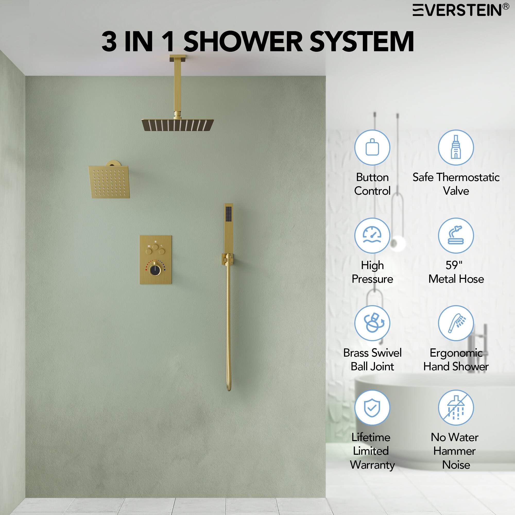 EVERSTEIN Q-923-OTOP Showerhead-Bar-Panels - View #9