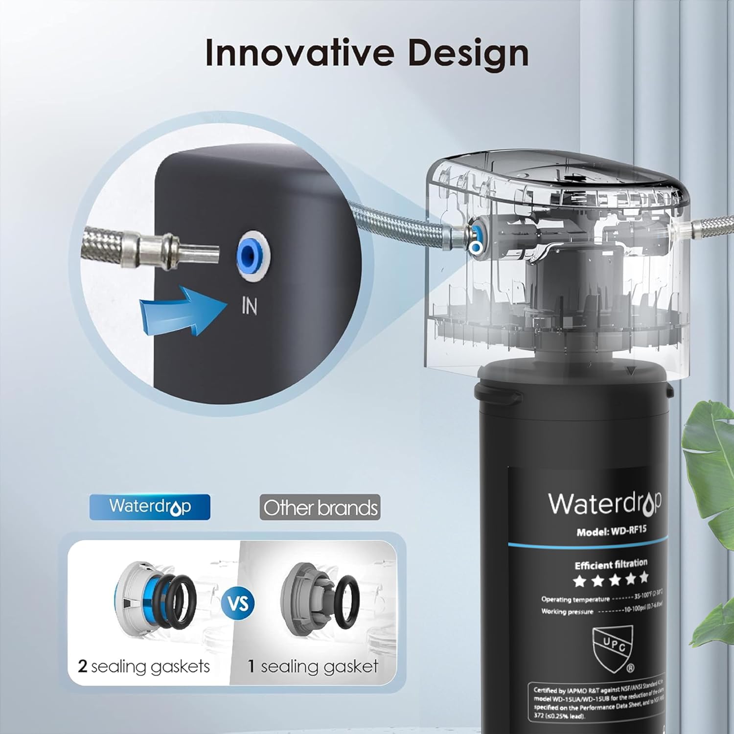Waterdrop Black Under Sink Water Filter System with NSF Certification