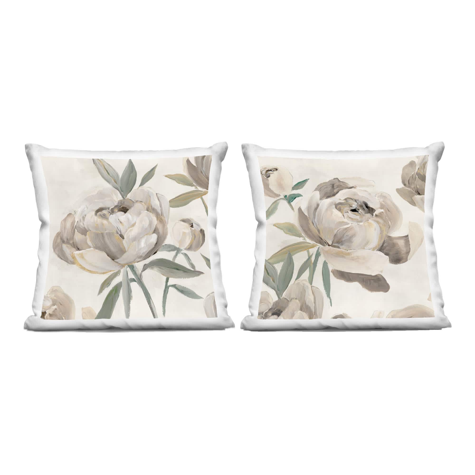 Stupell Industries  Neutral Lustrous Peonies 2 Piece Decorative Printed Throw Pillow Set design by Aria K 18 x 18