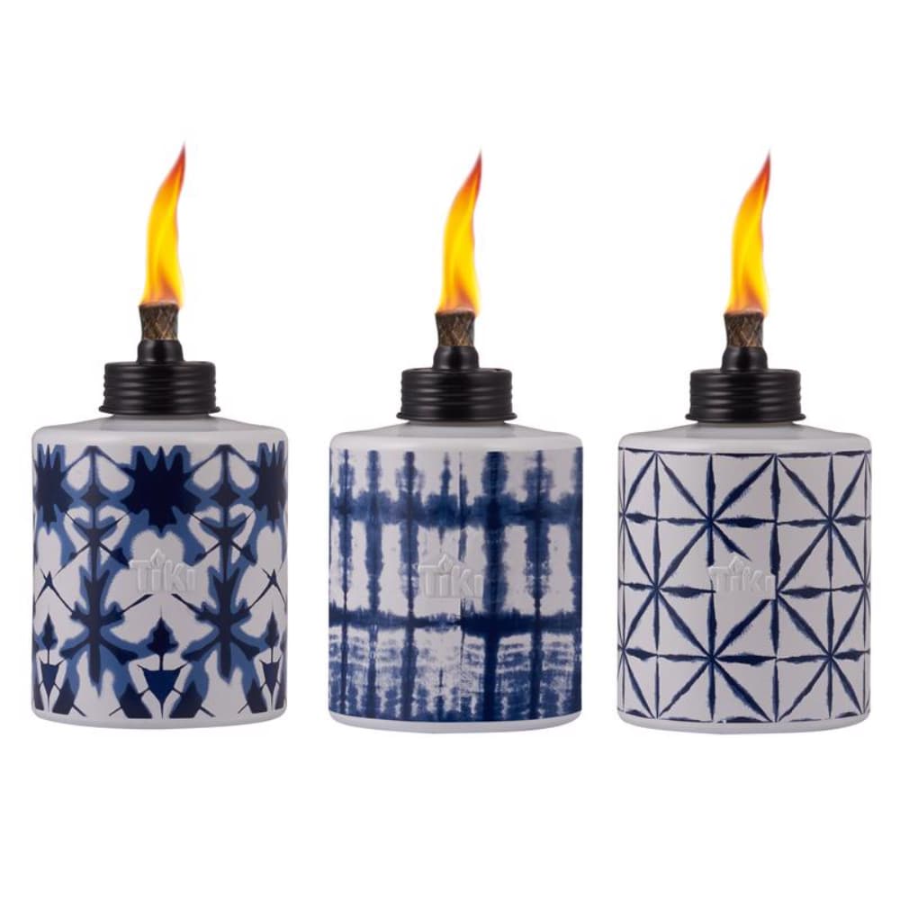 TIKI  Tie Dye Blue/White Glass Tabletop Torch - Pack of 6