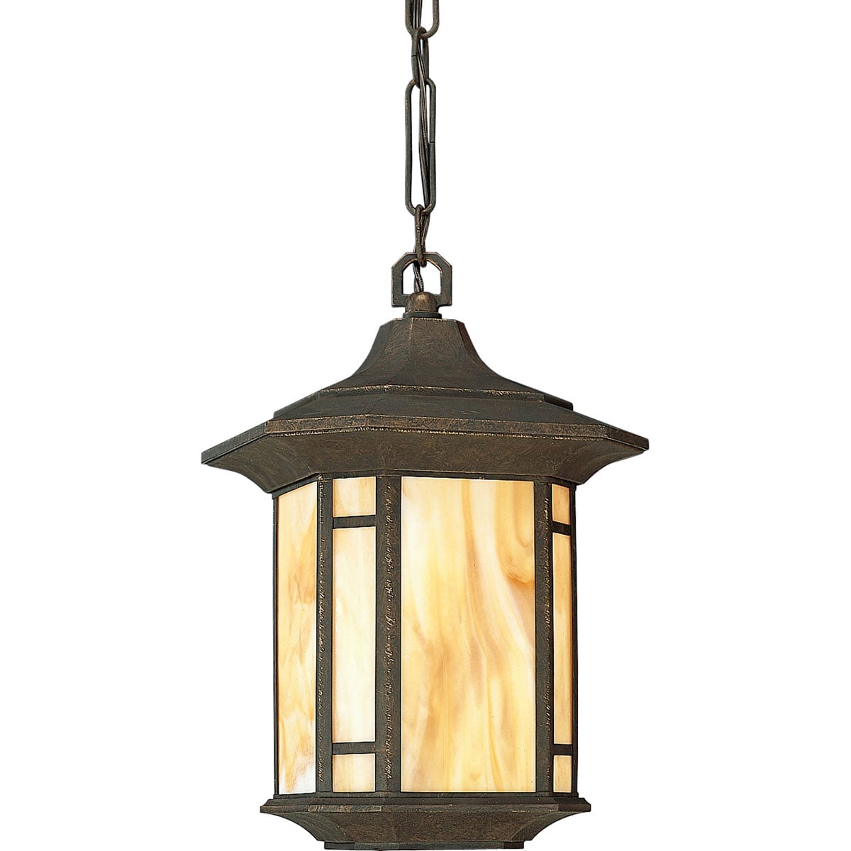 Progress Lighting P5528-46 Arts and Crafts Weathered Bronze Transitional Tinted Glass Lantern Pendant Light