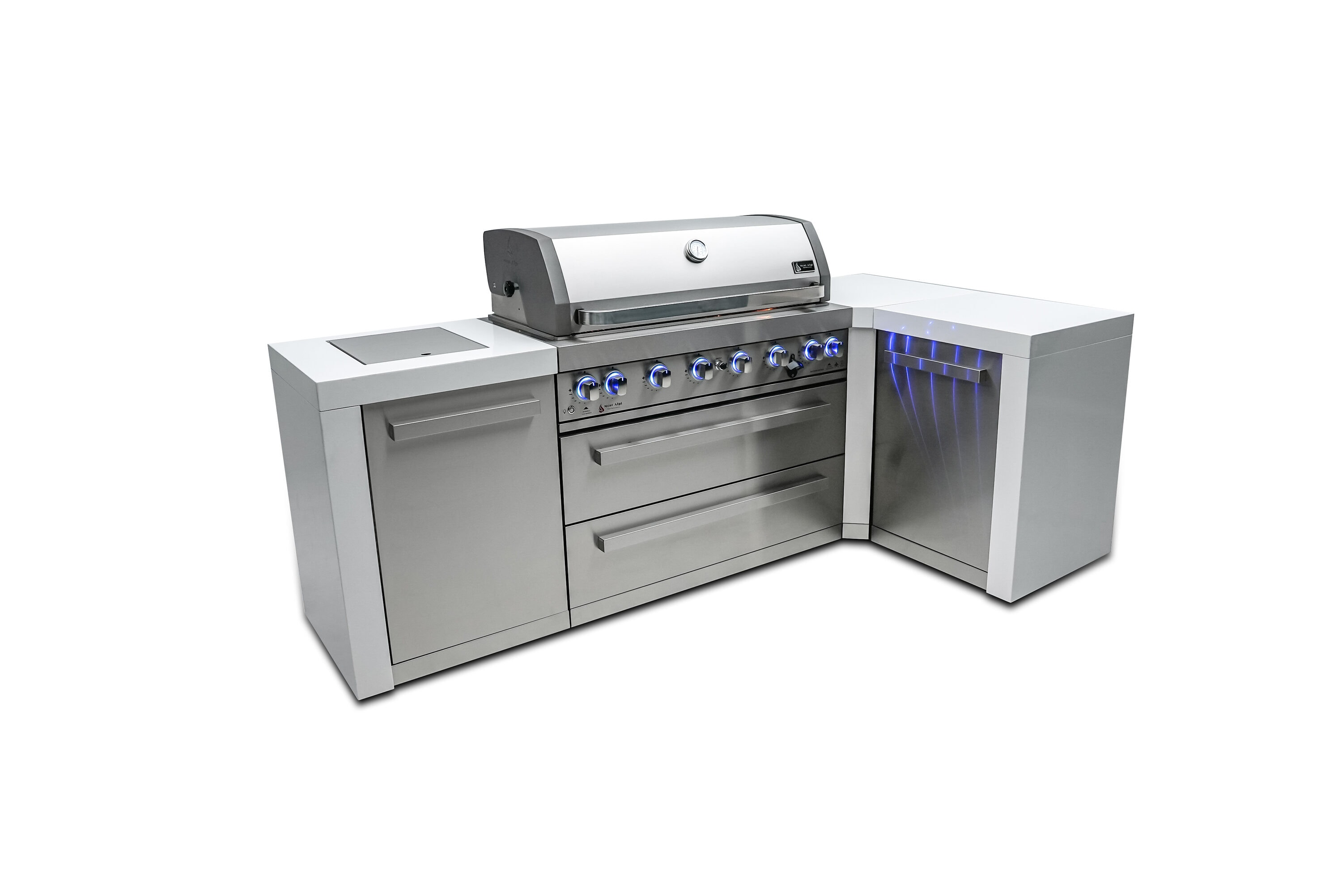 Mont Alpi 805 Deluxe Series 110-in W White/Stainless Steel Grill island Modular Outdoor Kitchen 8 -Burners