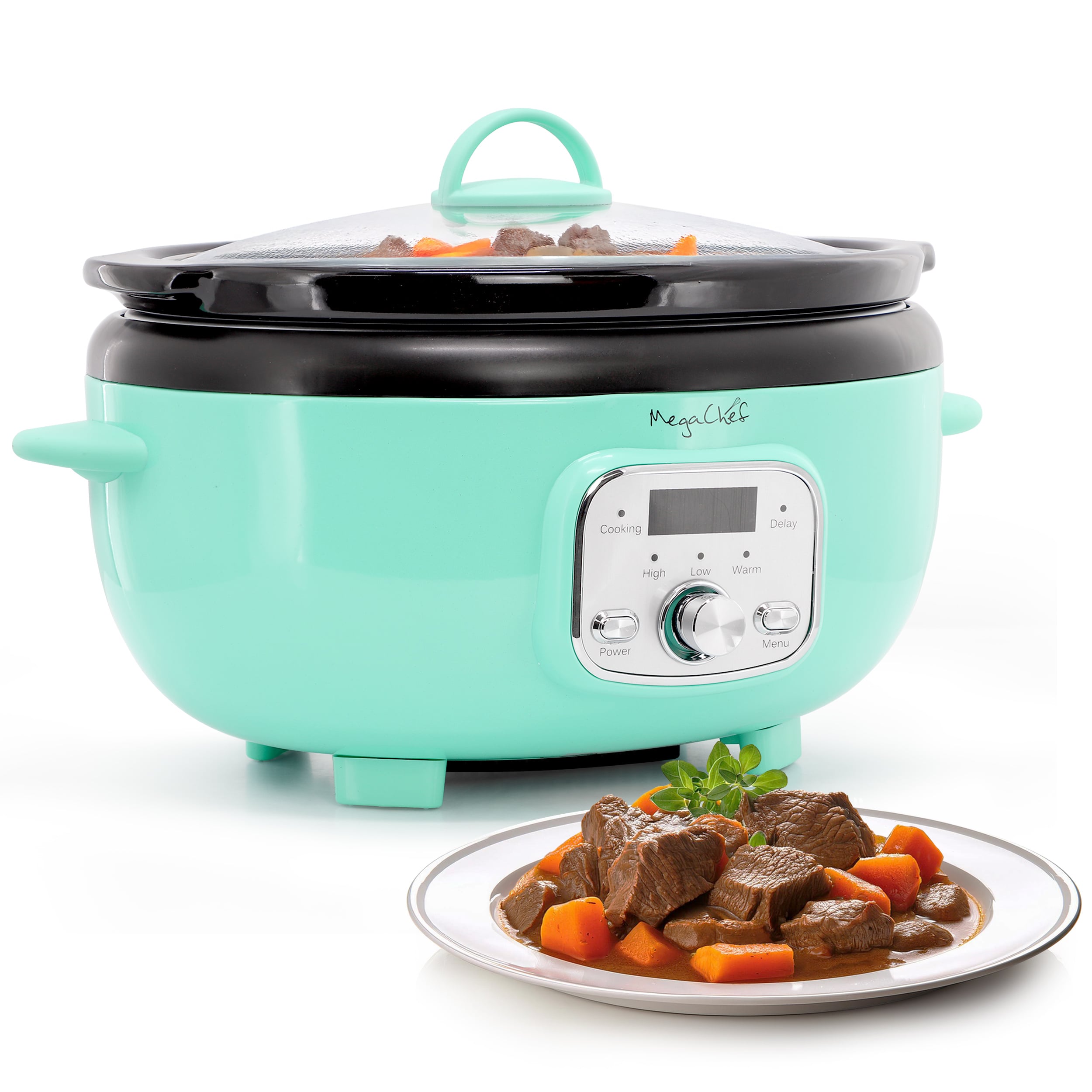 MegaChef 962122257M  3.7 Quart Oval Electric Slow Cooker in Turquoise