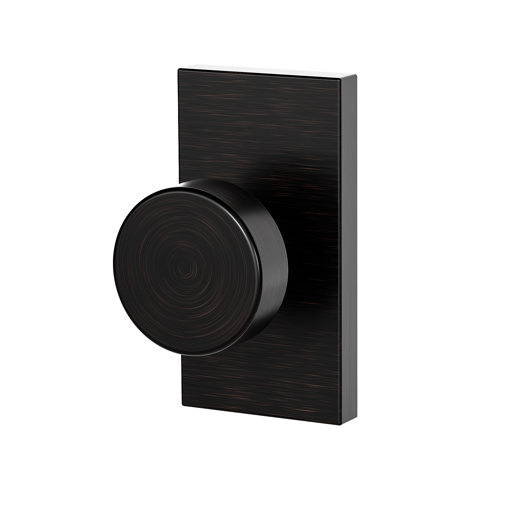 Senyhardware Unkeyed Passage Interior Door Knob with Round Knob and Rectangular Backplate with Oil Rubbed Bronze Finish