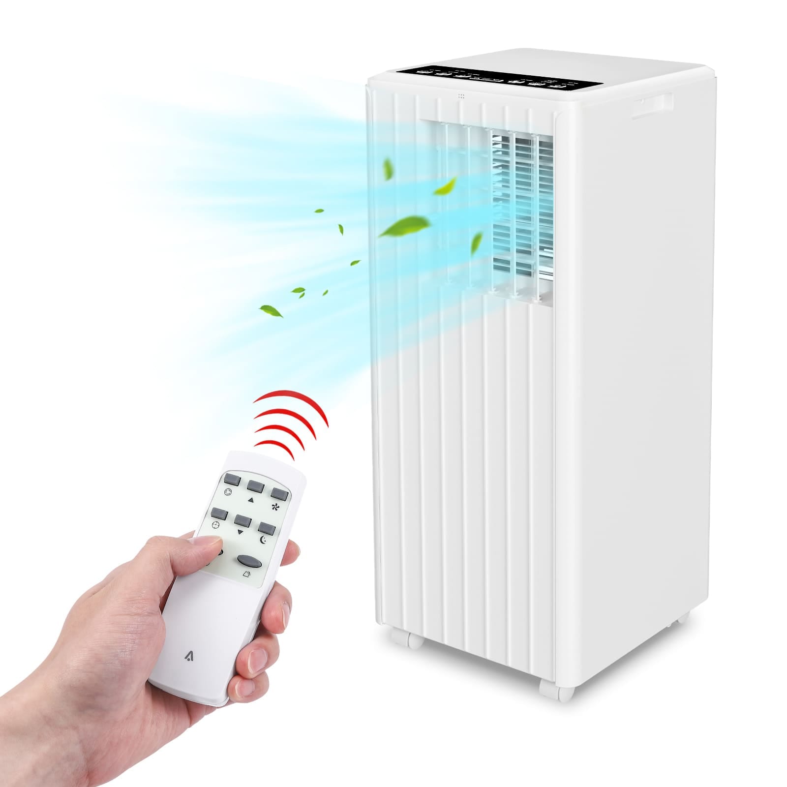 Qeetex LSHQQPHO-0XHWW41K 8000 BTU  Portable Air Conditioner for Rooms up to 350 Square Feet  3 in 1 Cooling  Dehumidification and Fan Functions  Sleep Mode  24 Hour Timer and Remote Control White