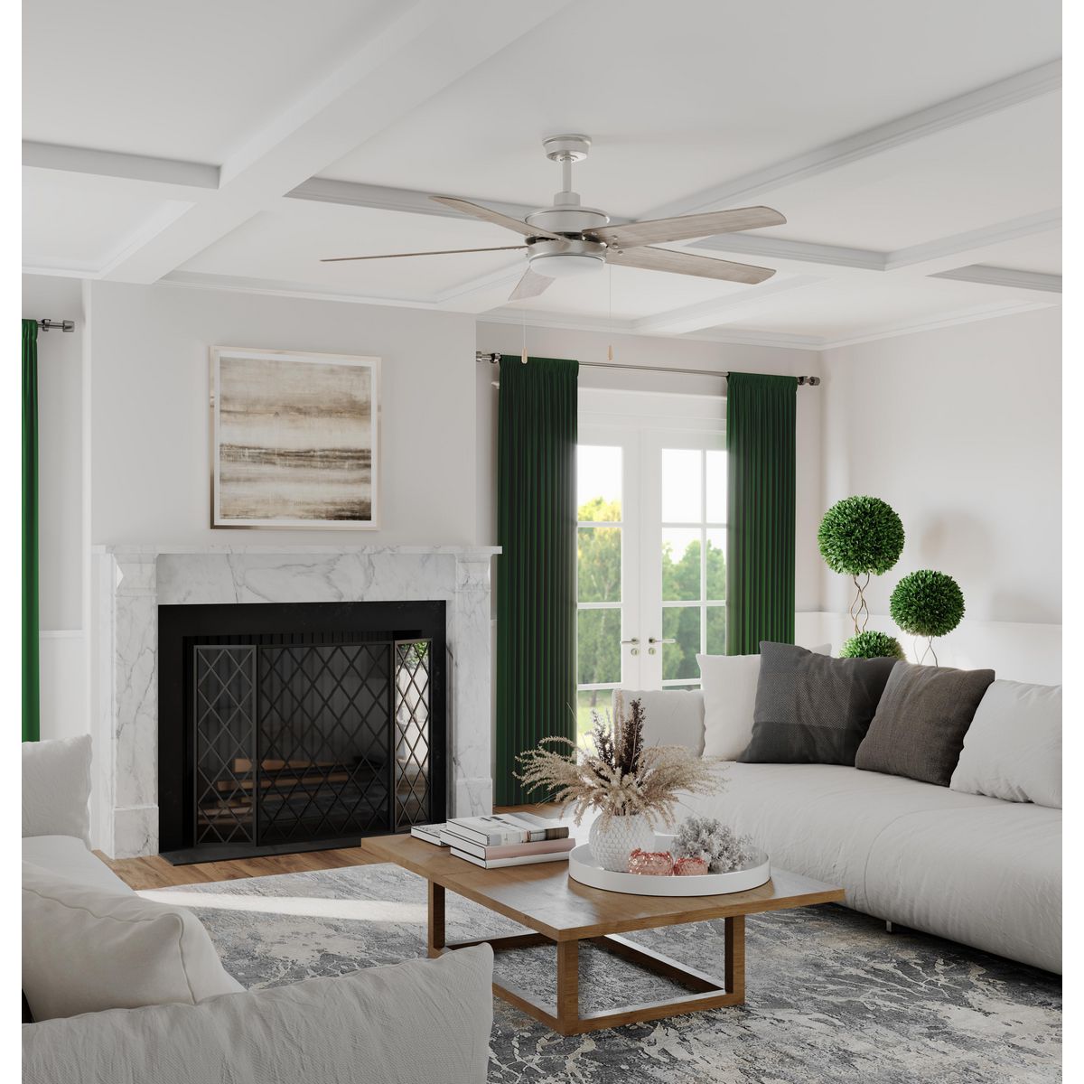 Whirl 60" Antique Nickel Ceiling Fan with LED Light and Remote