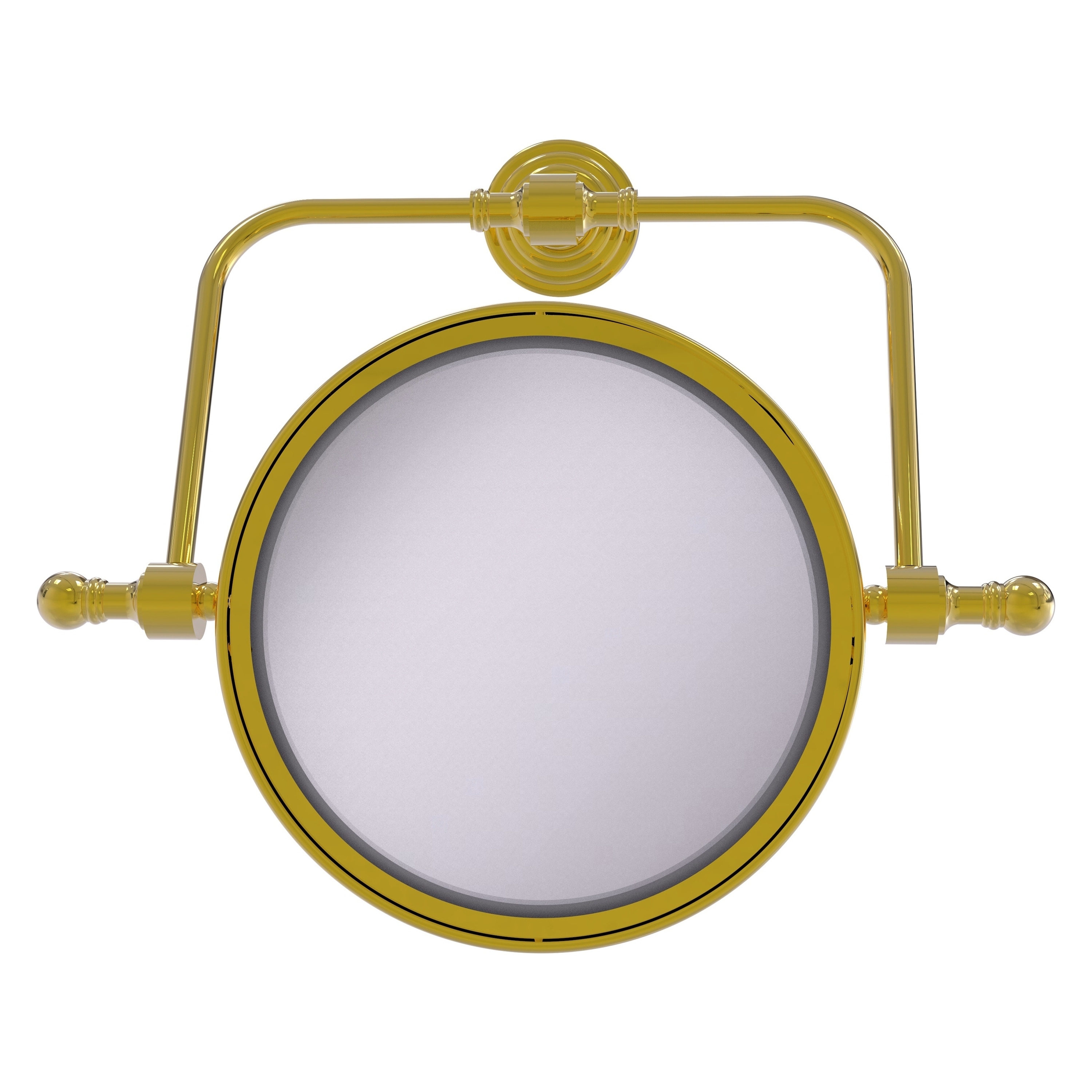 Retro Wave 7-in x 8-in Polished Gold Double-sided 2X Magnifying Wall-mounted Vanity Mirror | - Allied Brass RWM-4/2X-PB